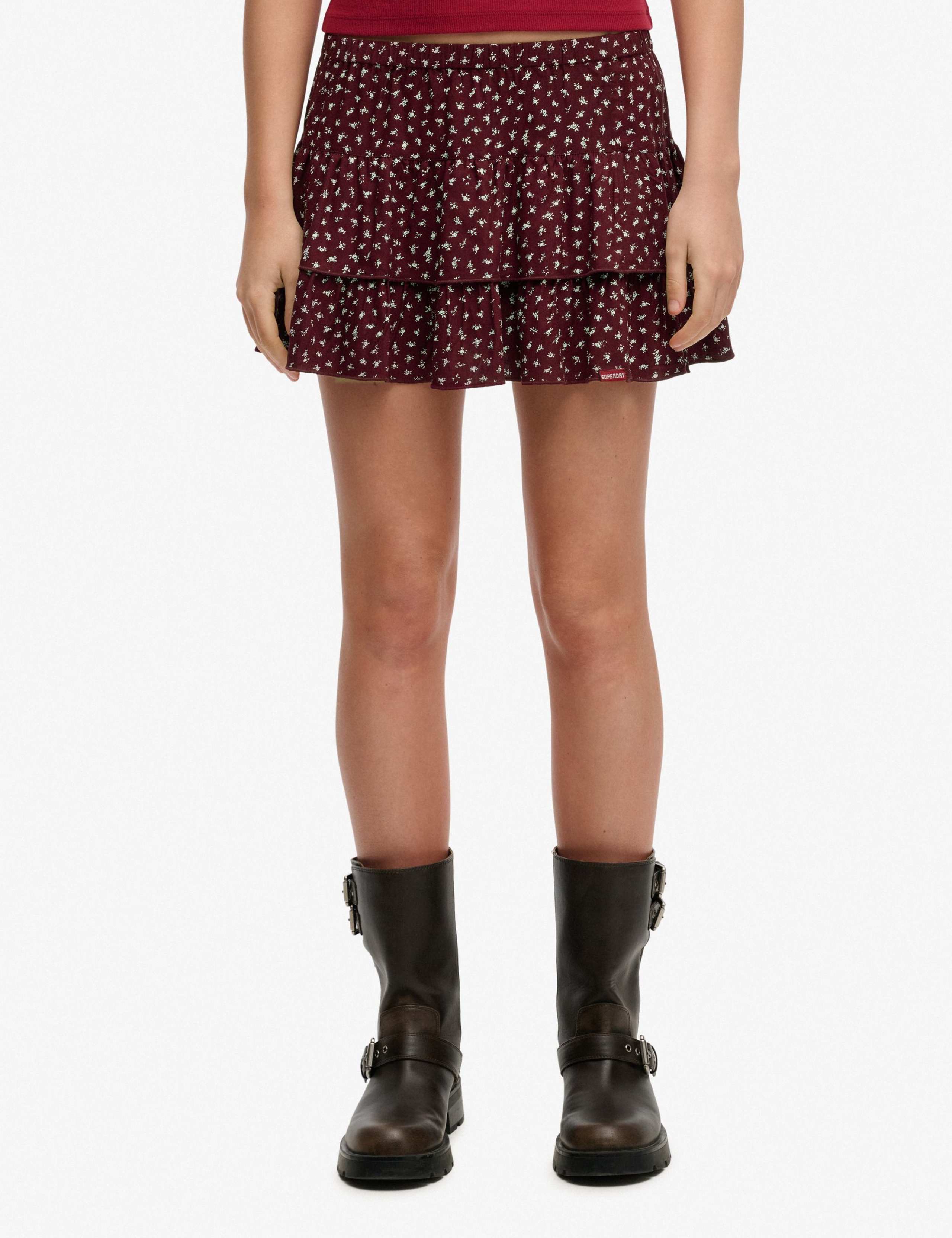 Floral Shirred Ruffle Mini Tiered Skirt 3 of 7