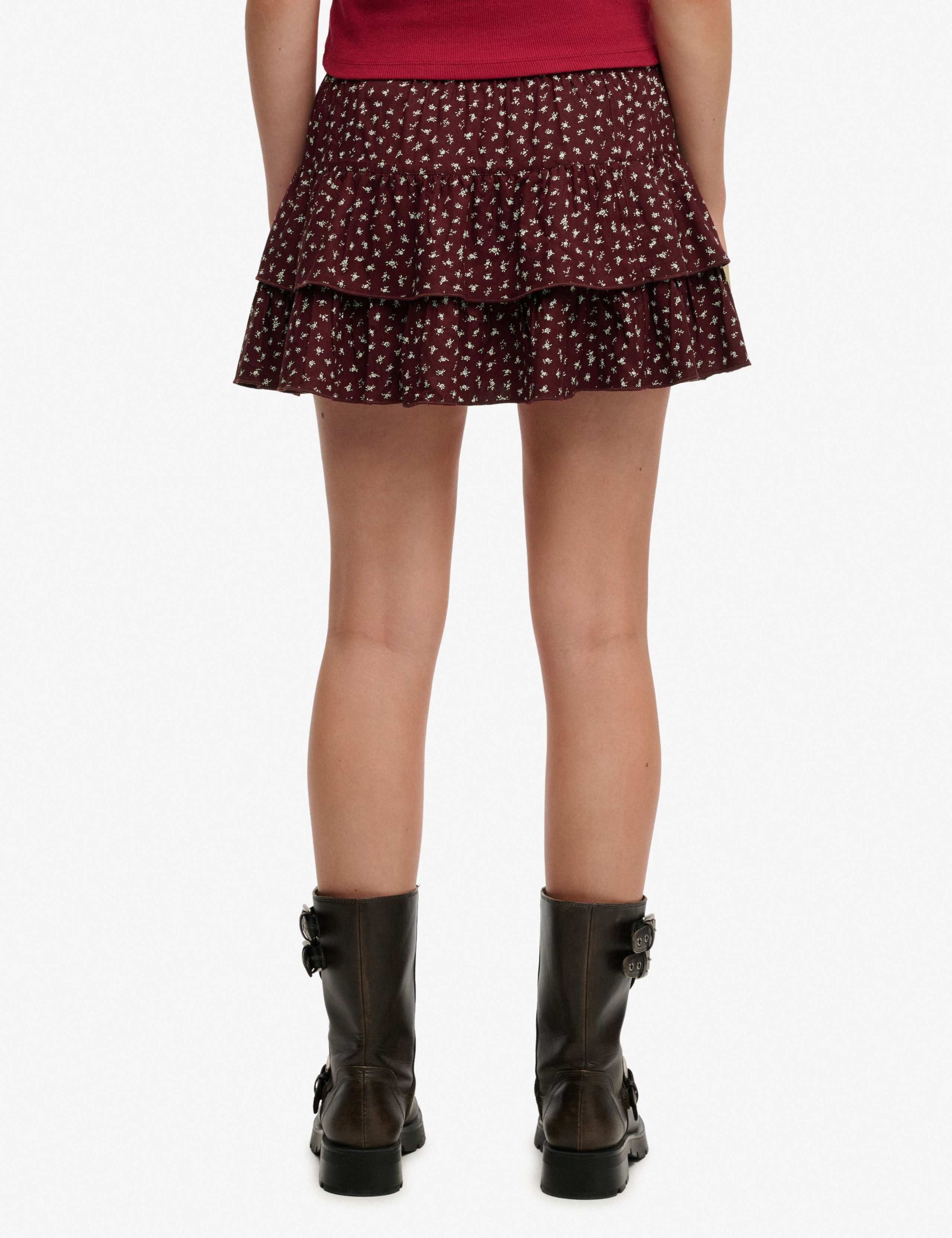 Floral Shirred Ruffle Mini Tiered Skirt 4 of 7