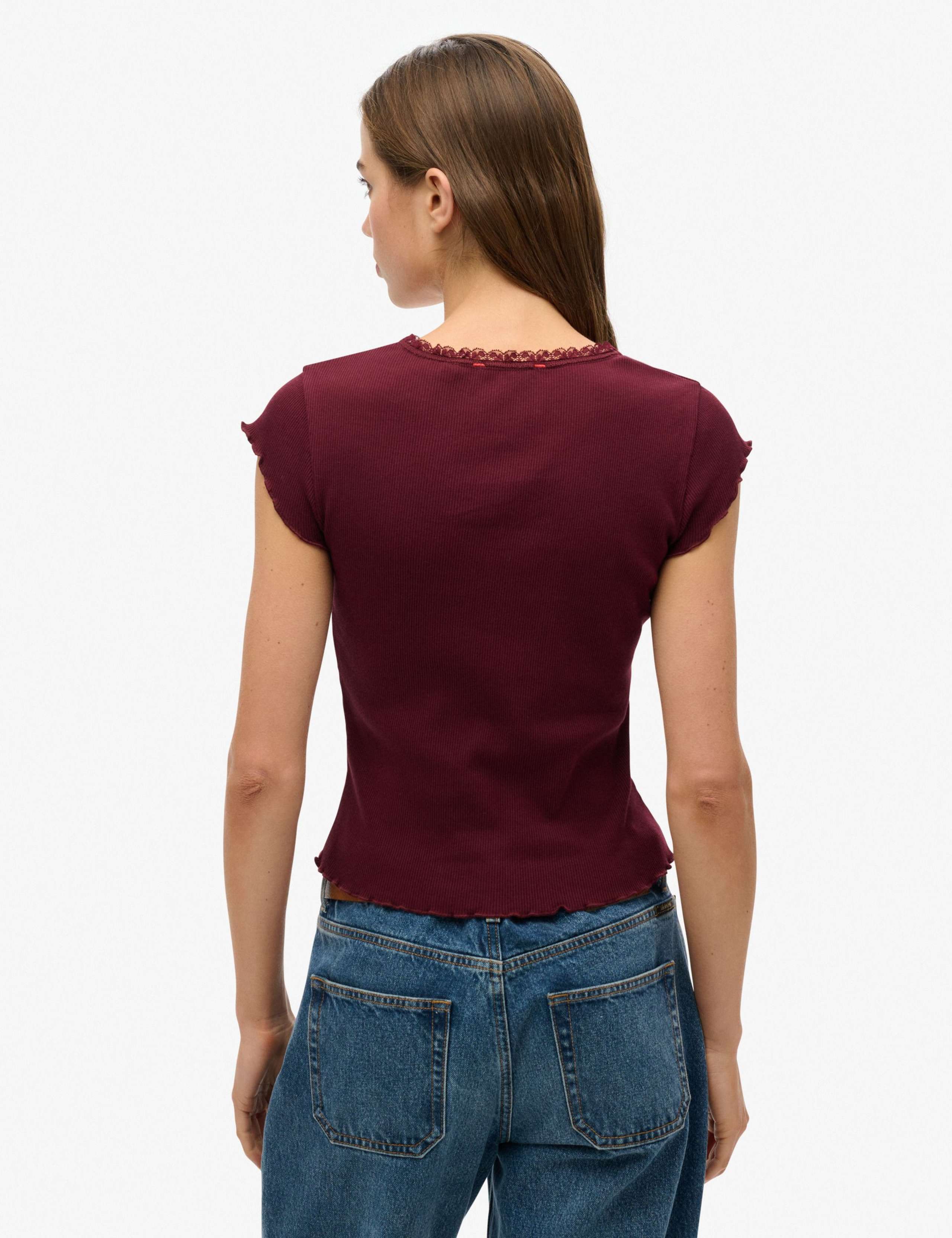 Pure Cotton Ribbed Square Neck T-Shirt 2 of 3