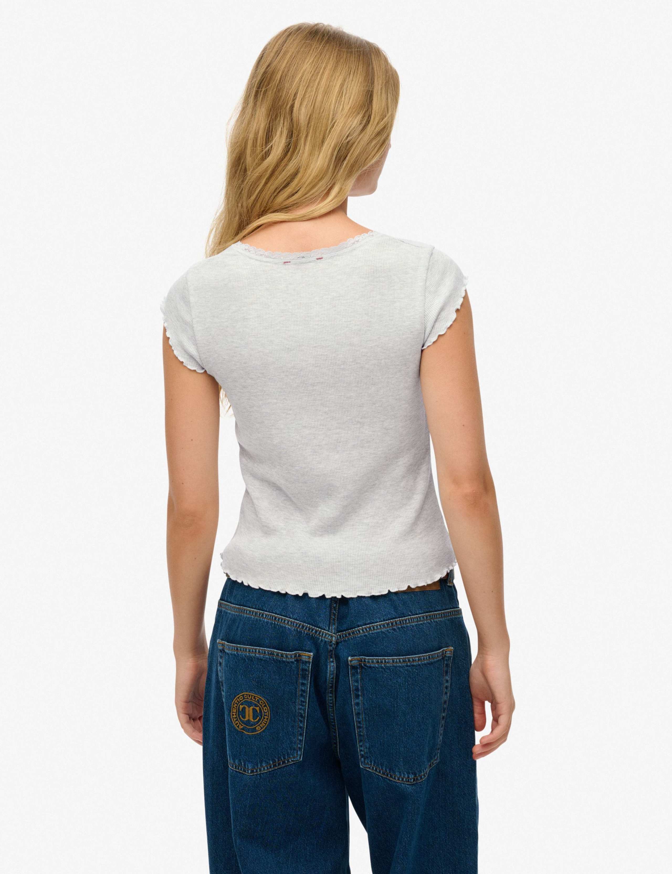 Pure Cotton Ribbed Square Neck T-Shirt 2 of 3