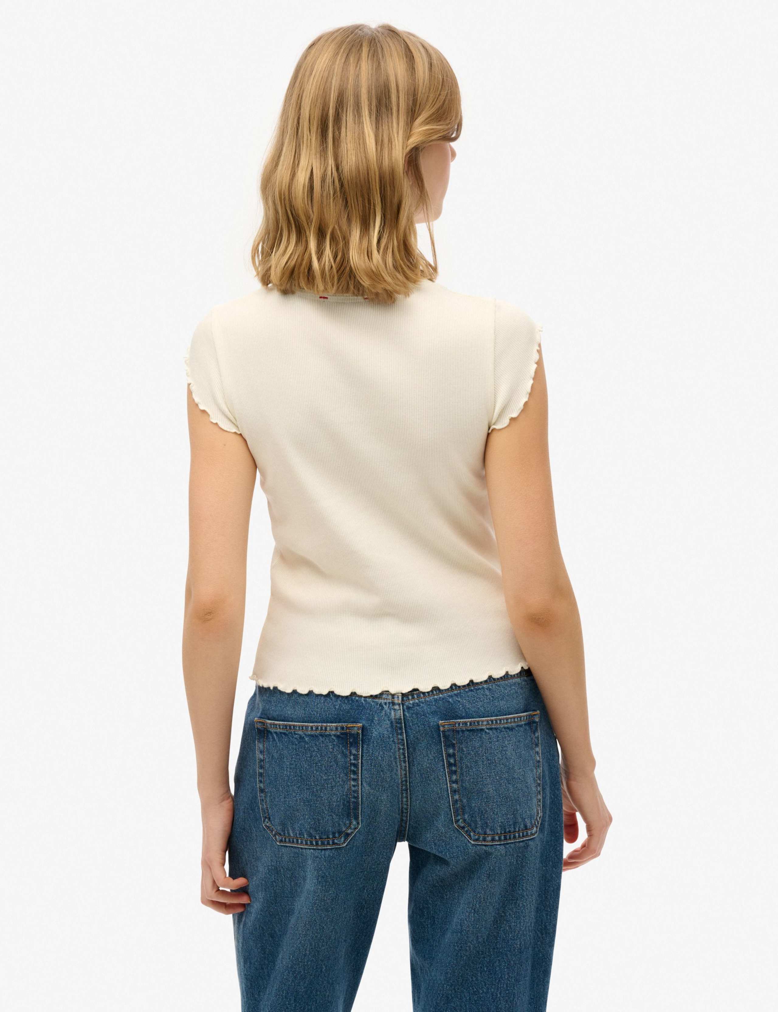 Pure Cotton Ribbed Square Neck T-Shirt 2 of 3