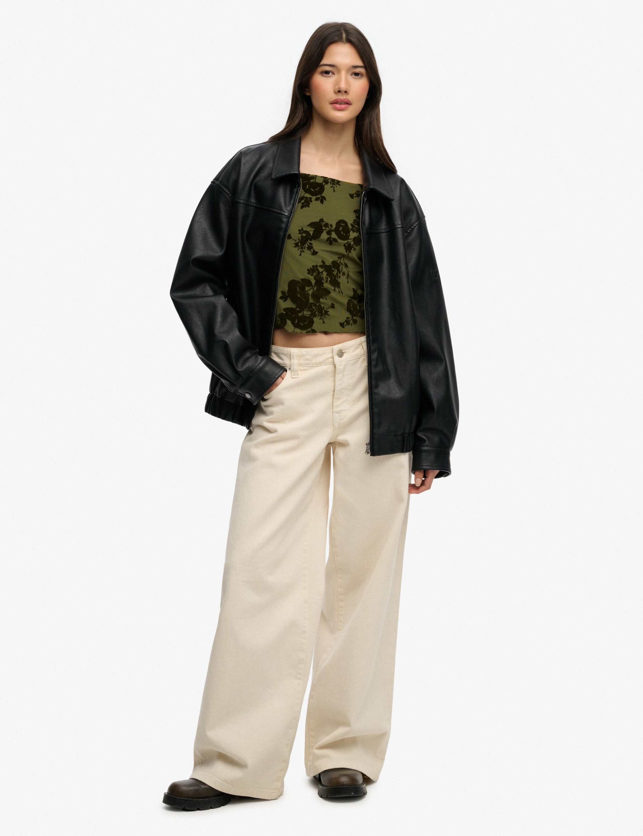 Faux Leather Collared Bomber Jacket 6 of 6