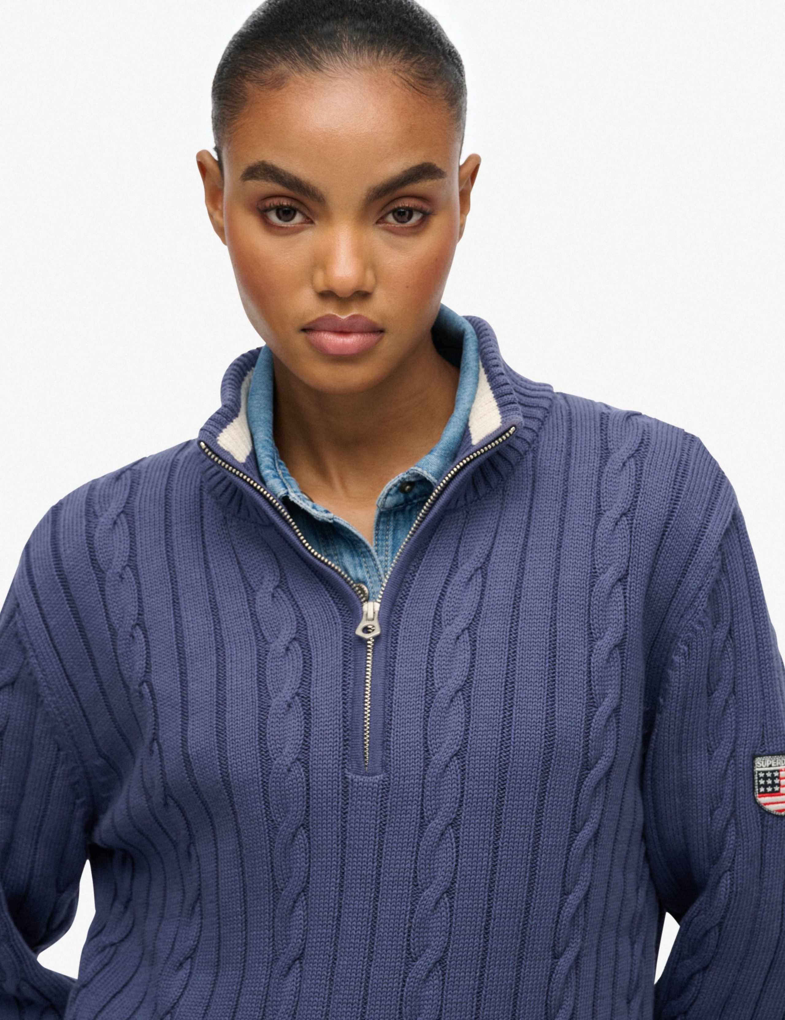 Pure Cotton Cable Knit Half Zip Jumper 3 of 6