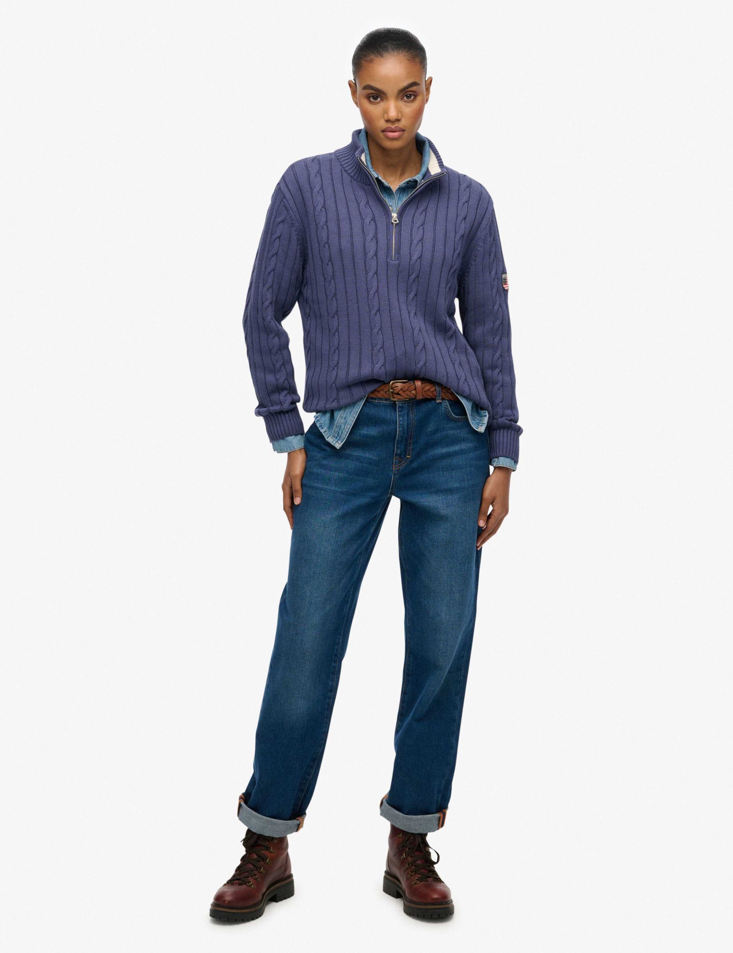 Pure Cotton Cable Knit Half Zip Jumper 6 of 6