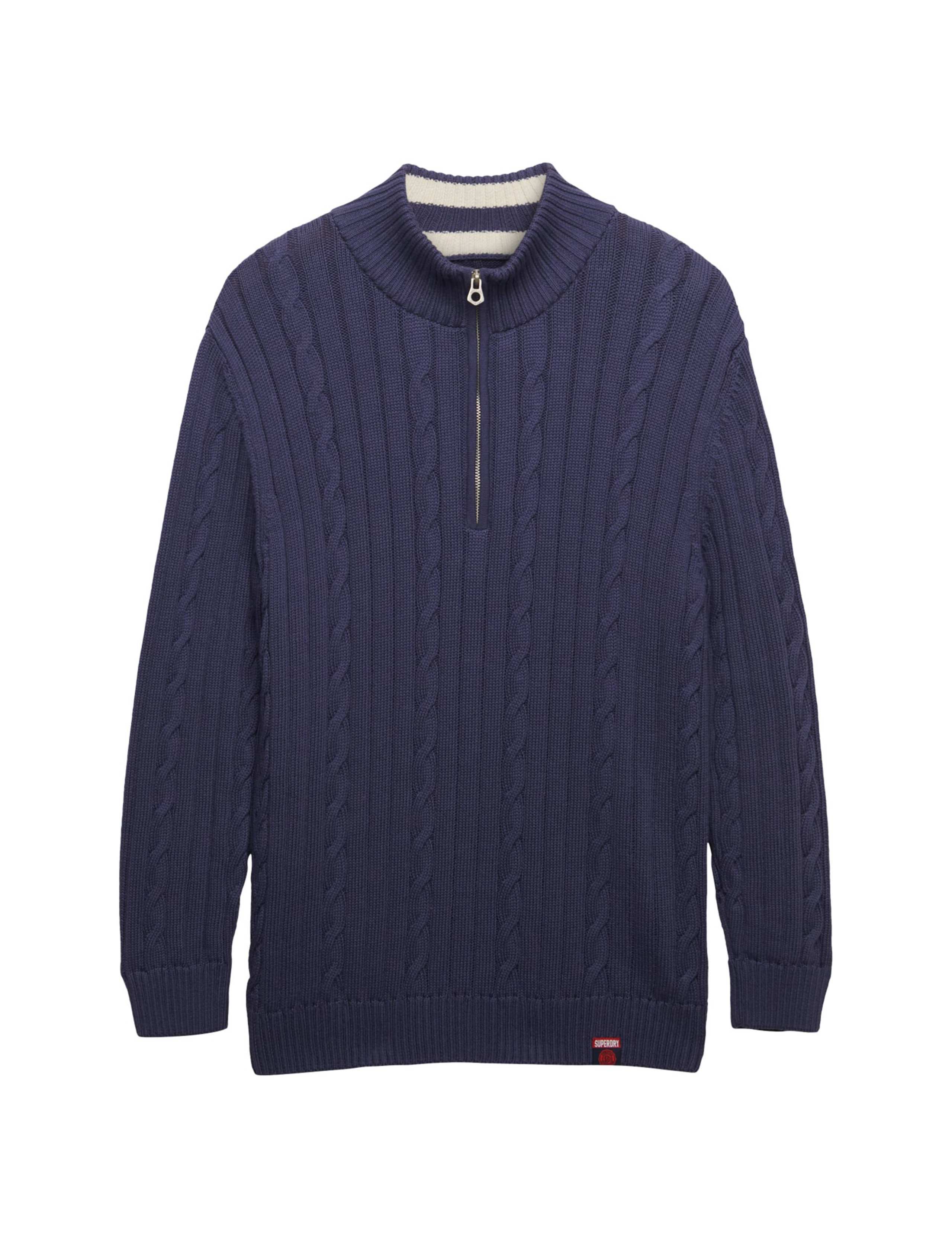 Pure Cotton Cable Knit Half Zip Jumper 1 of 6