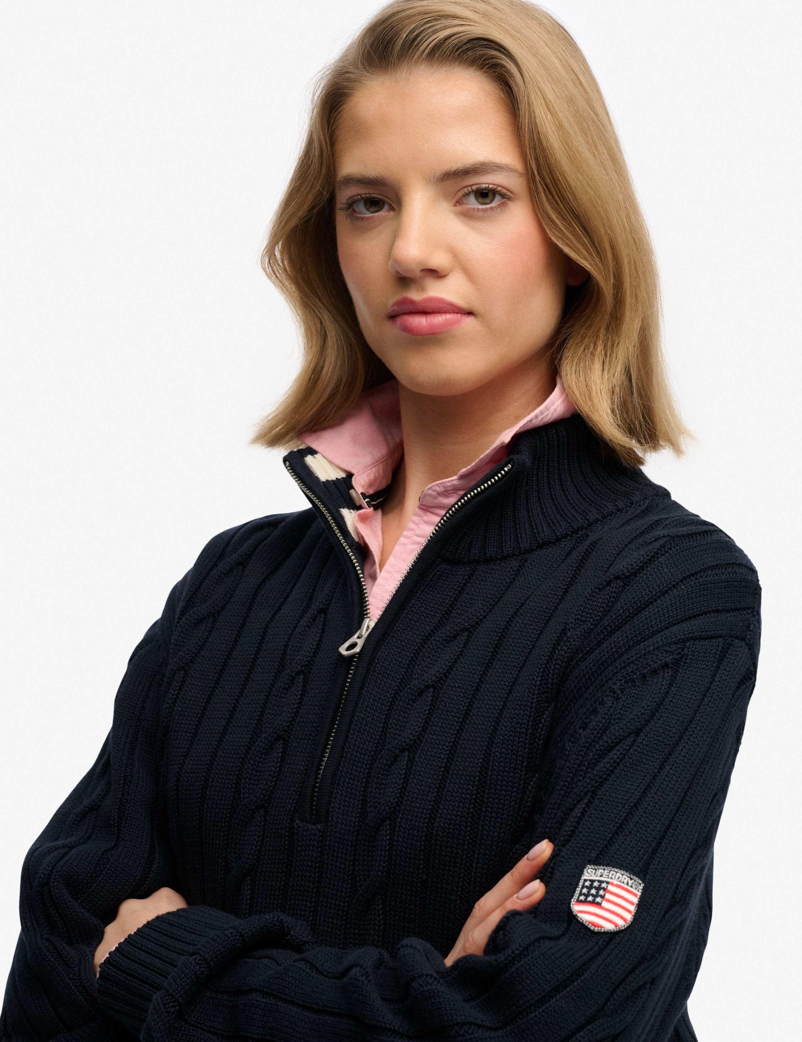 Pure Cotton Cable Knit Half Zip Jumper 3 of 6