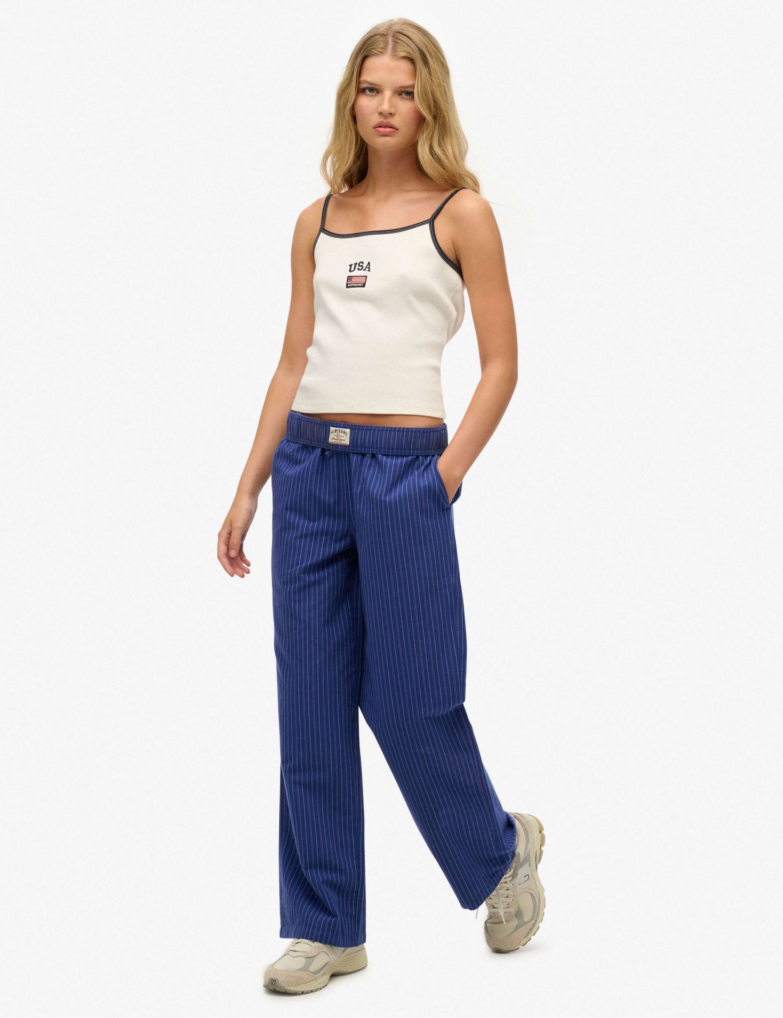 Pure Cotton Striped Straight Leg Trousers 3 of 8