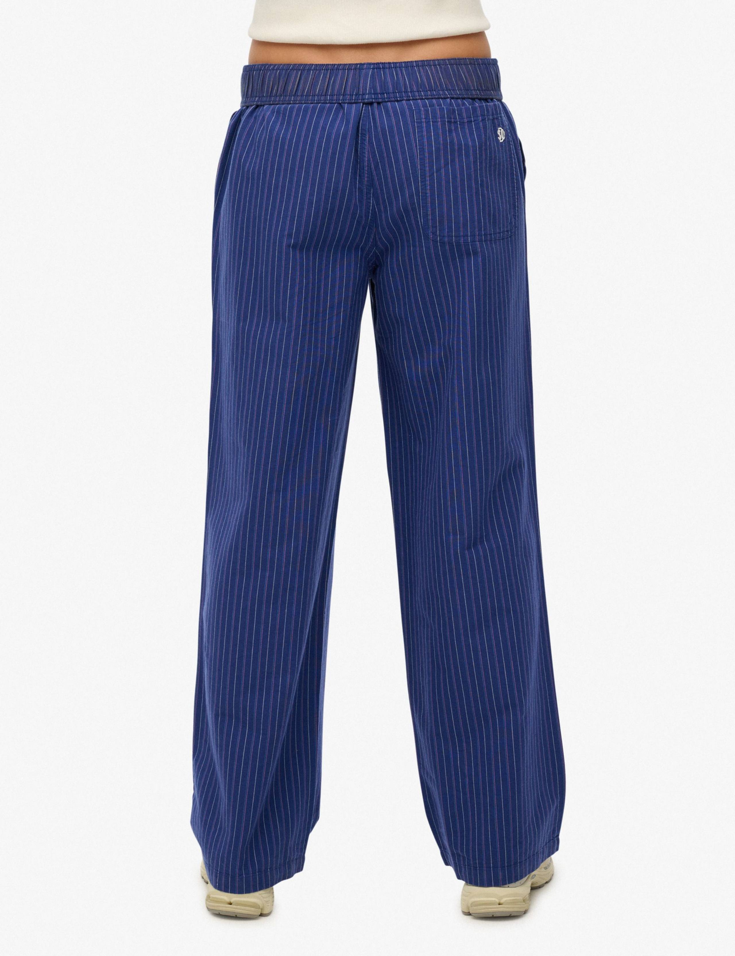 Pure Cotton Striped Straight Leg Trousers 7 of 8