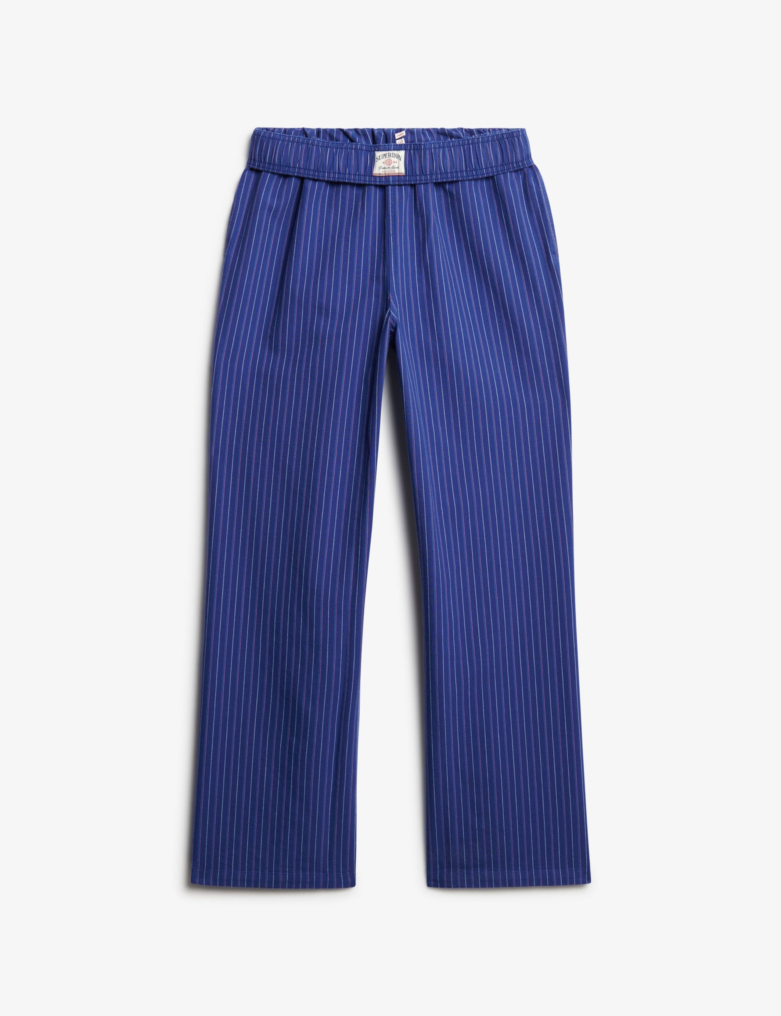 Pure Cotton Striped Straight Leg Trousers 2 of 8