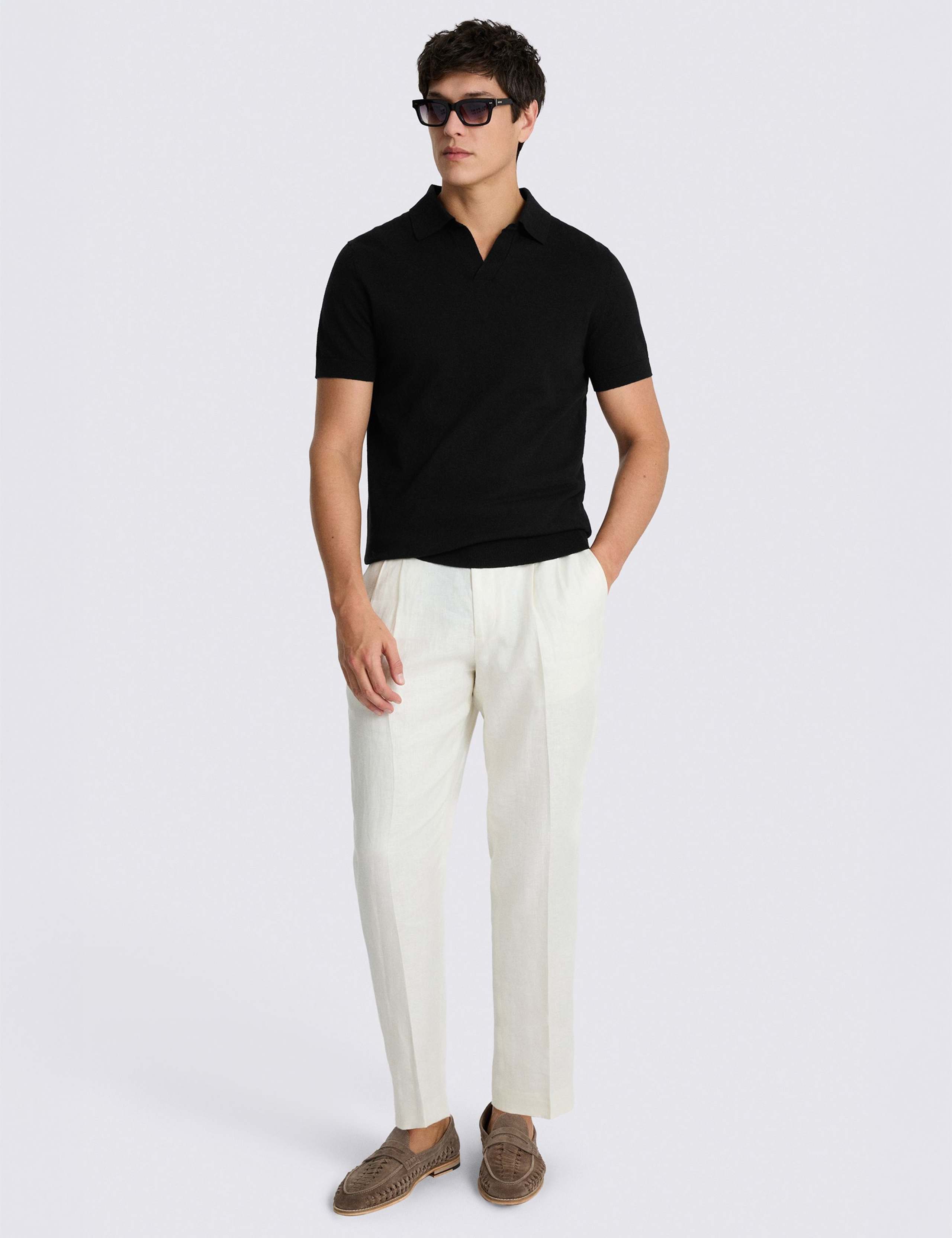 Linen Blend Knitted Polo Shirt 3 of 4