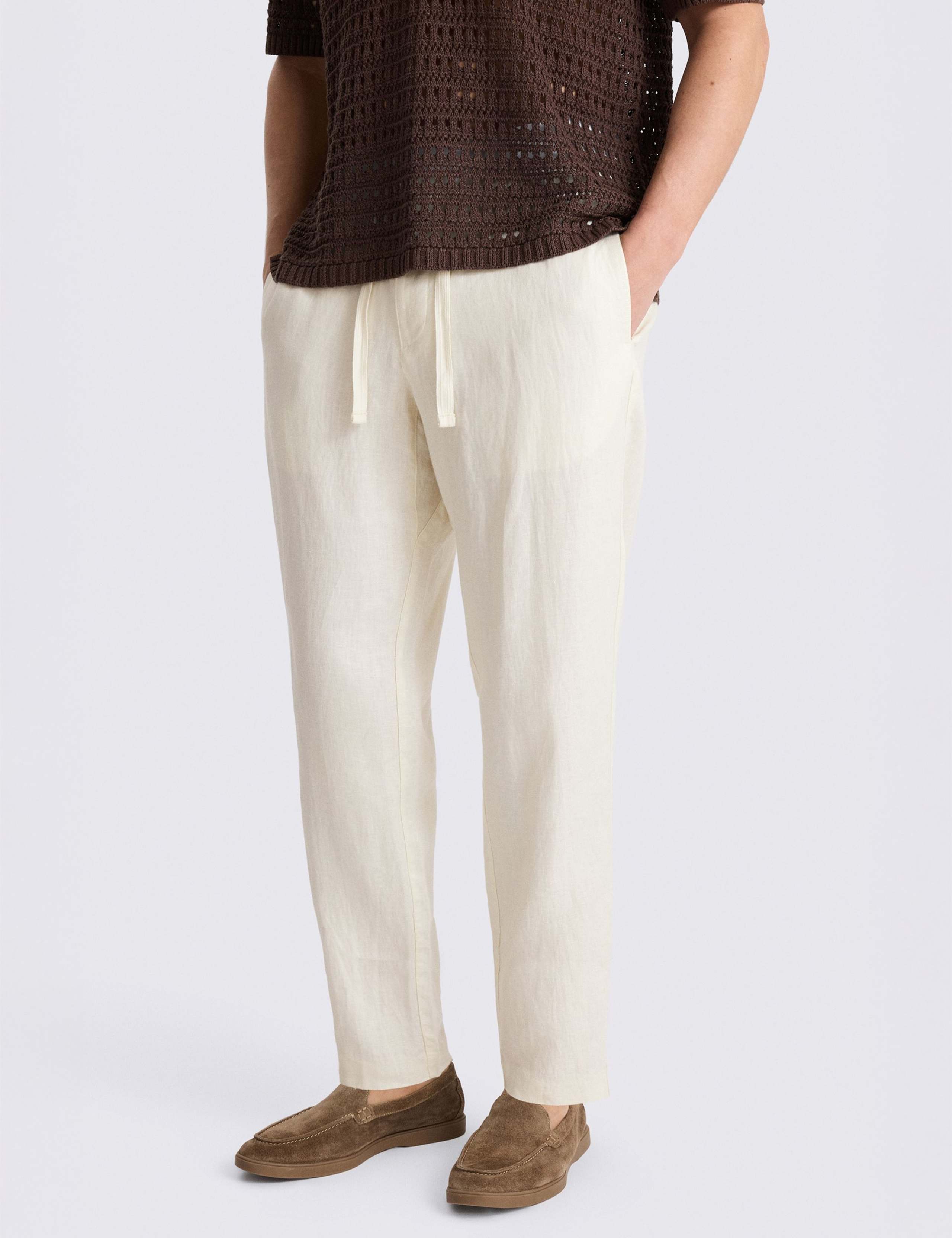 Tailored Fit Pure Linen Trousers 1 of 4