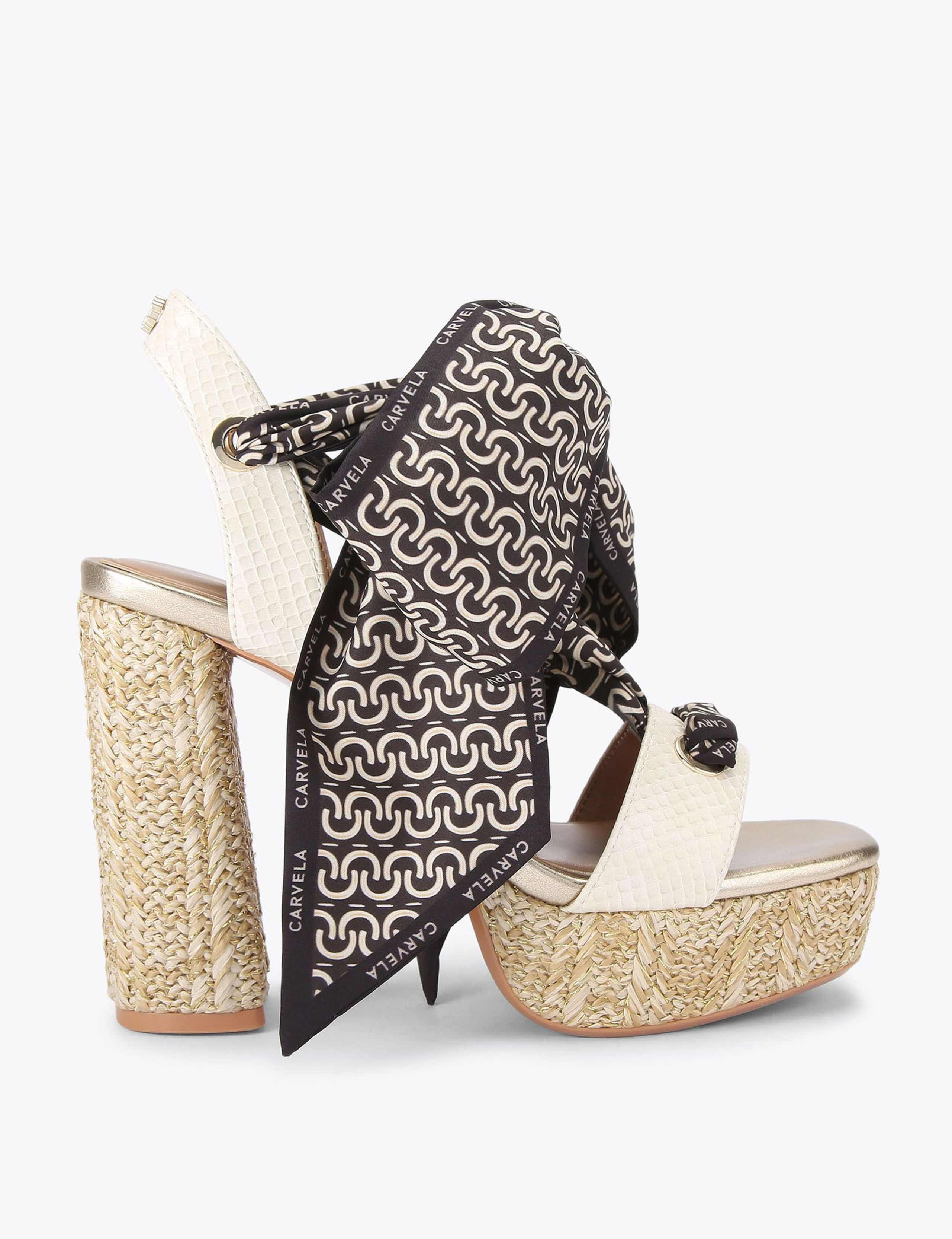 Satin Scarf Block Heel Platform Sandals 1 of 5