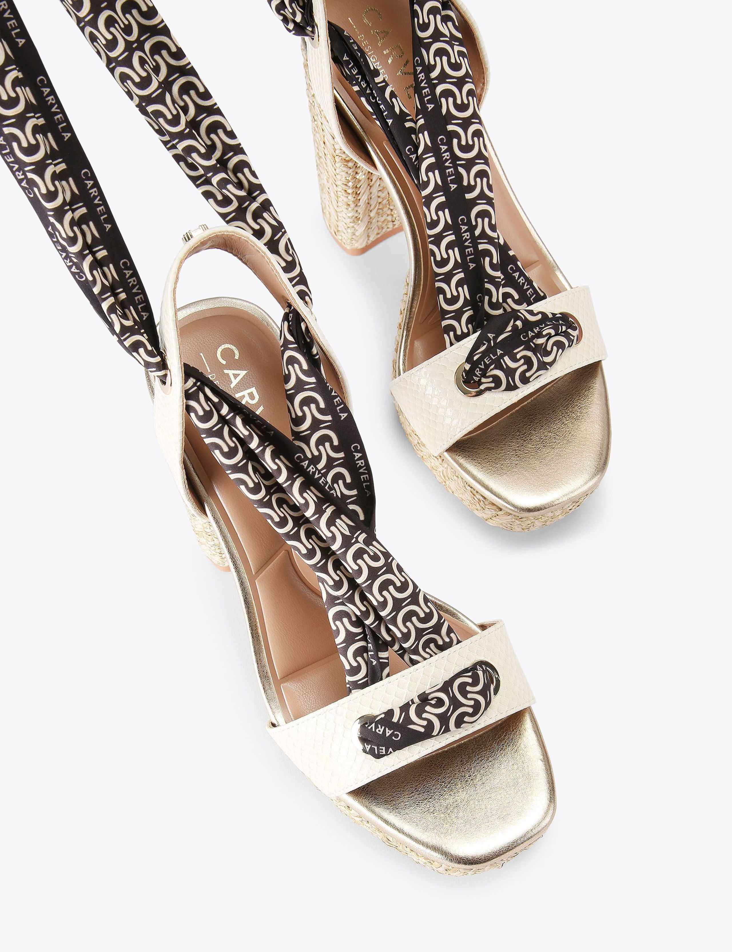 Satin Scarf Block Heel Platform Sandals 3 of 5