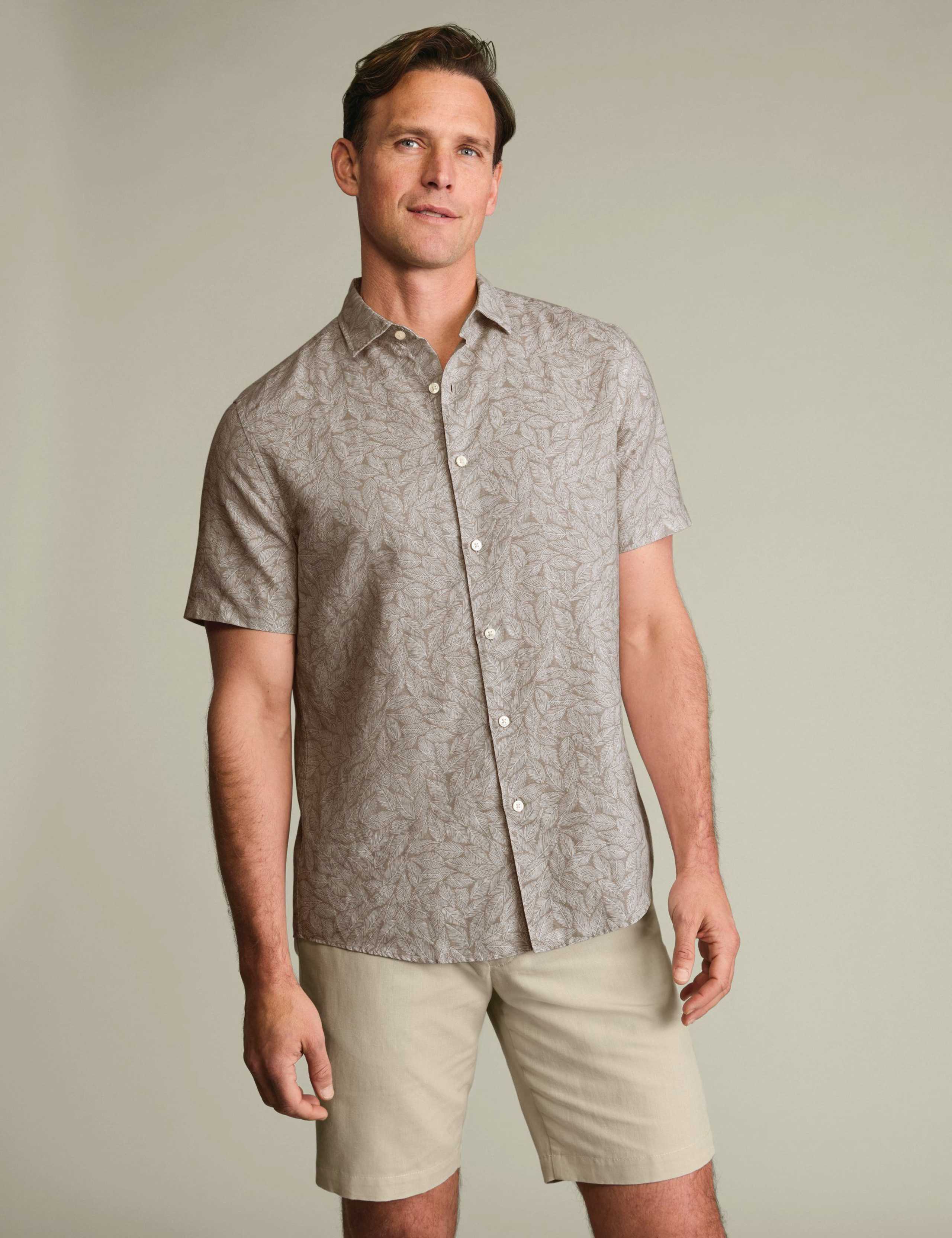 Cotton Linen Blend Printed Short Sleeve Shirt 2 of 5