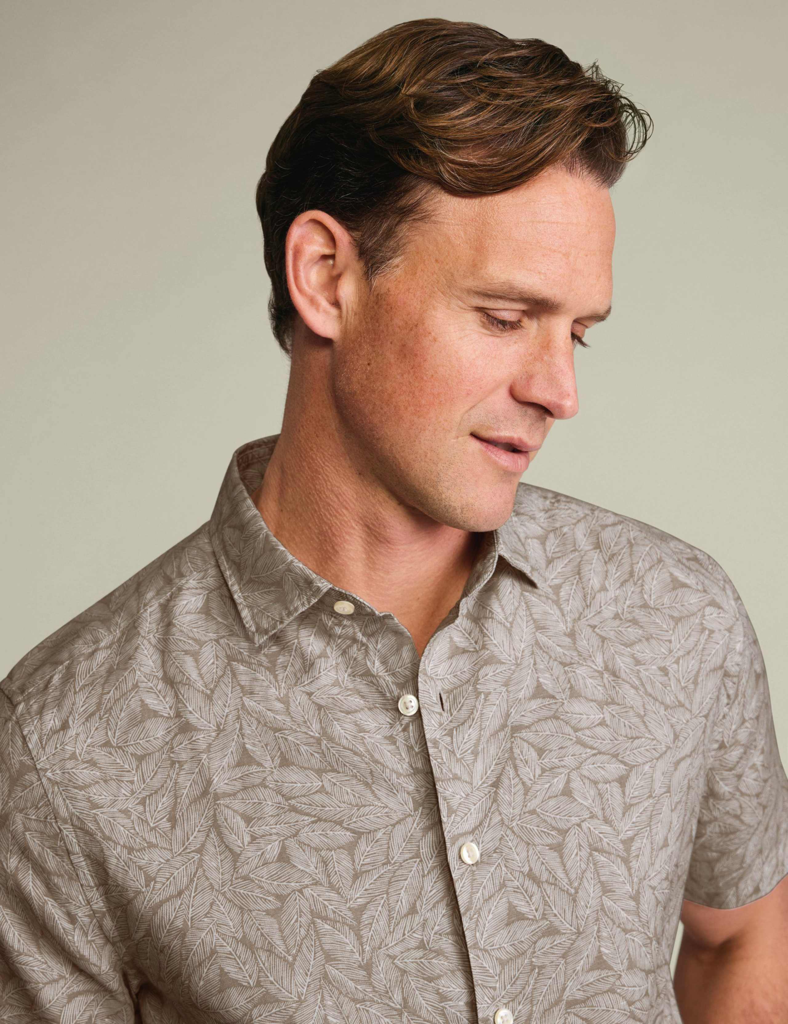 Cotton Linen Blend Printed Short Sleeve Shirt 3 of 5