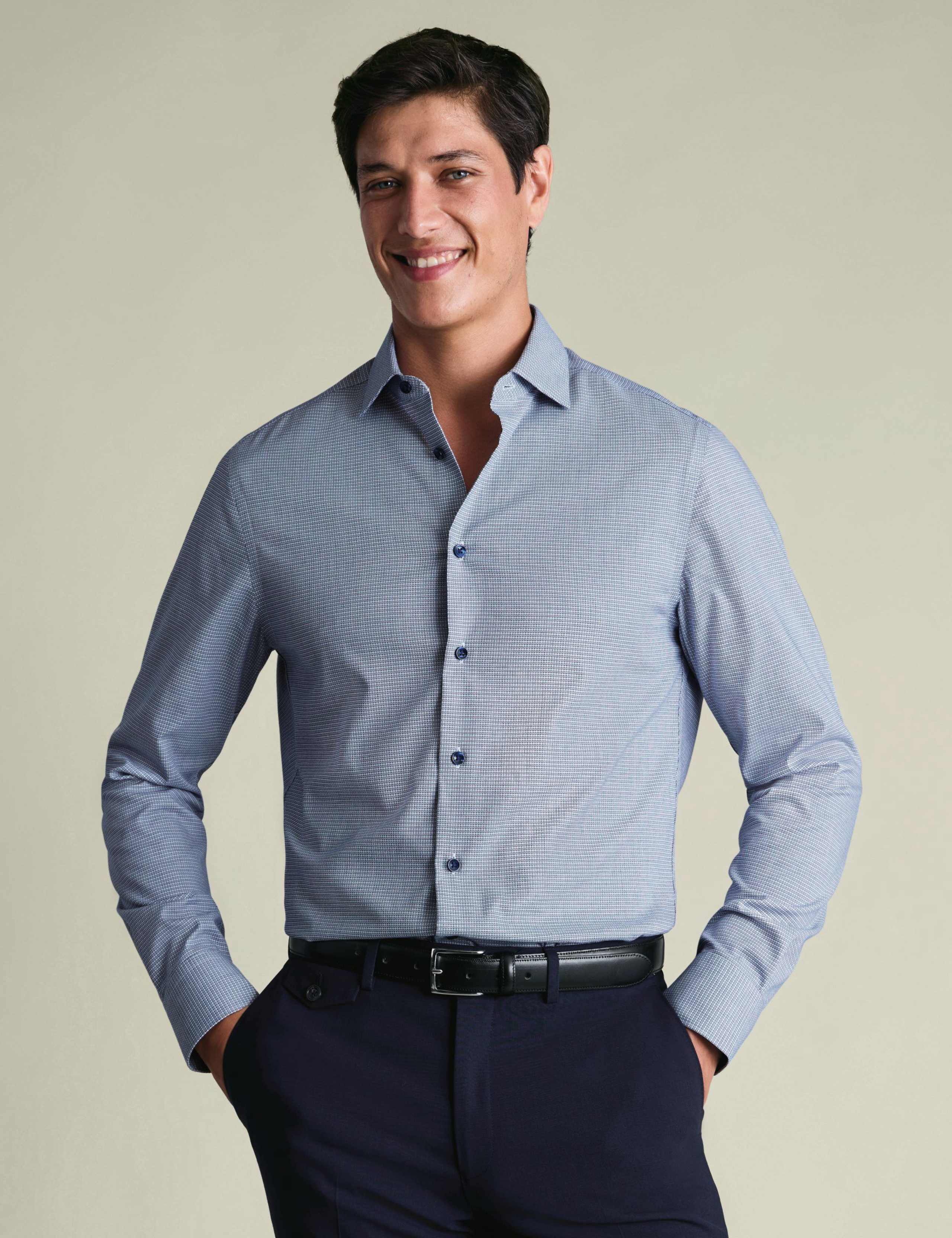 Slim Fit Non Iron Pure Cotton Textured Shirt 1 of 6