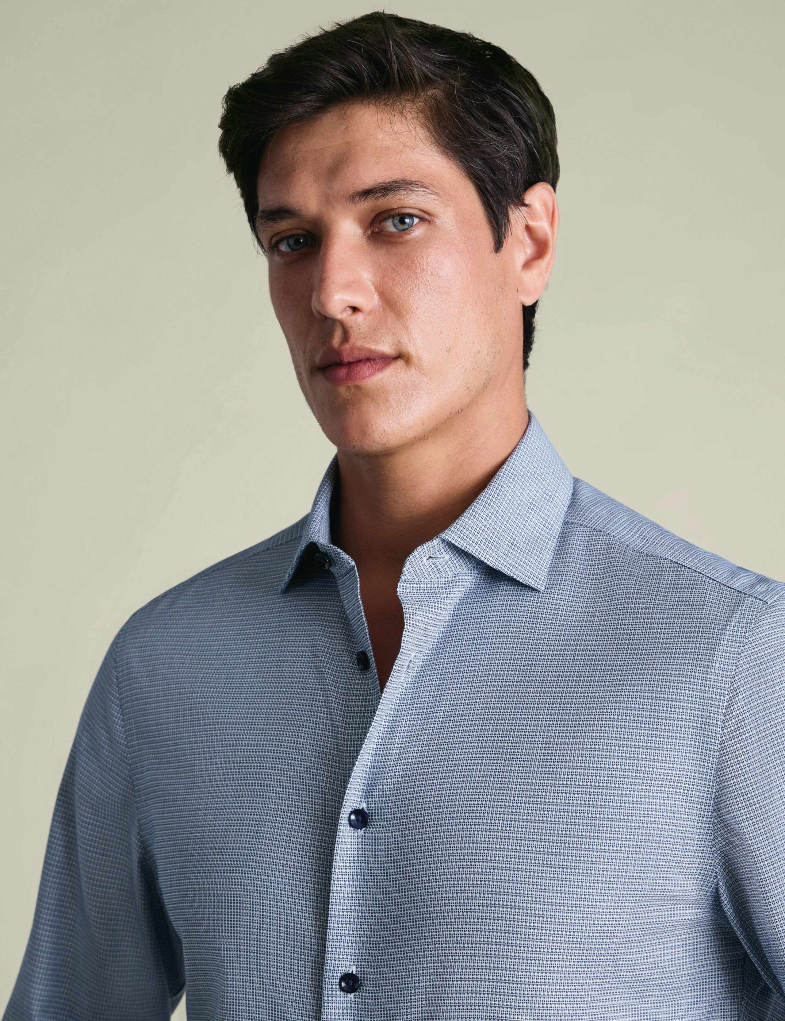 Slim Fit Non Iron Pure Cotton Textured Shirt 2 of 6