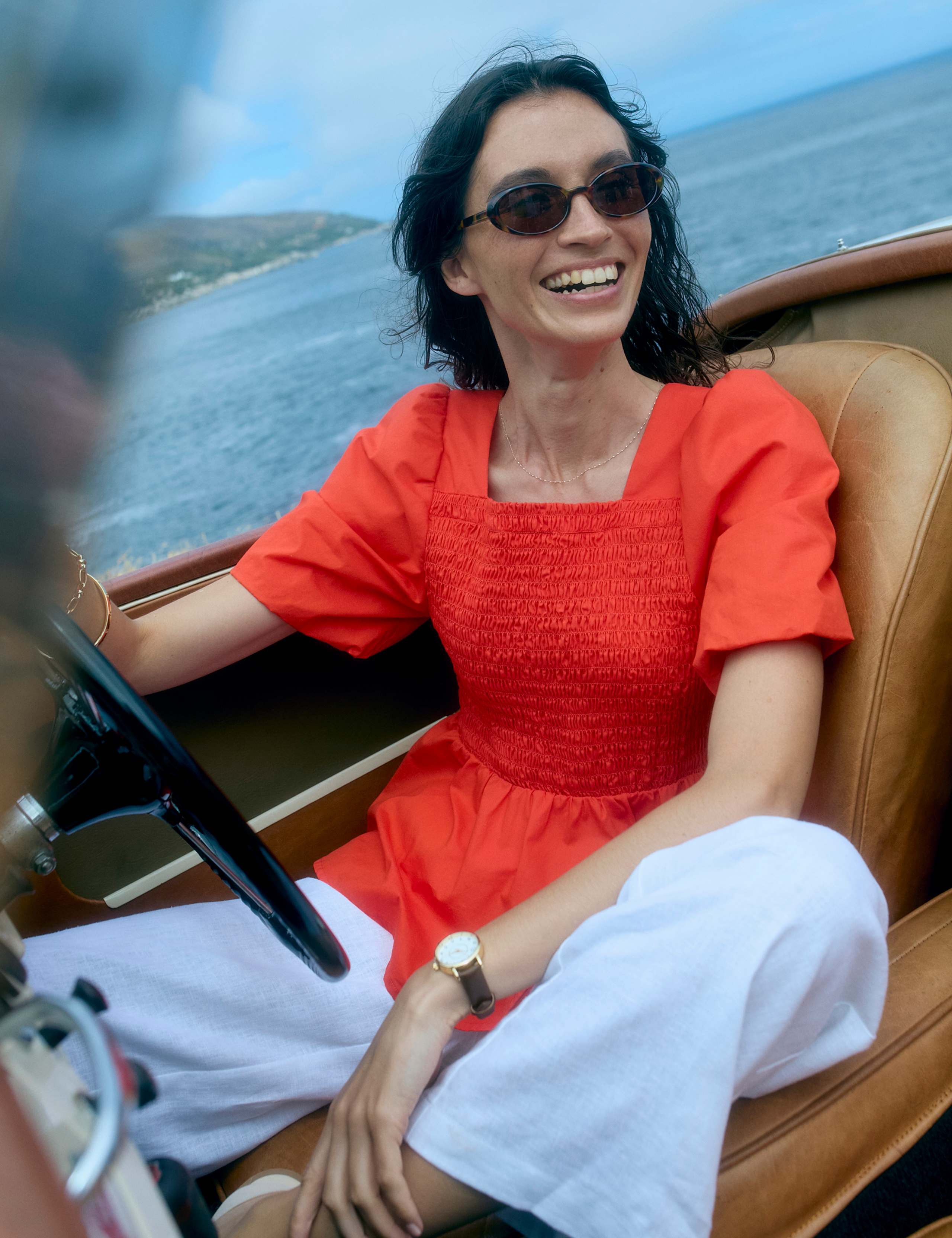 Diani Pure Cotton Shirred Peplum Top 3 of 6