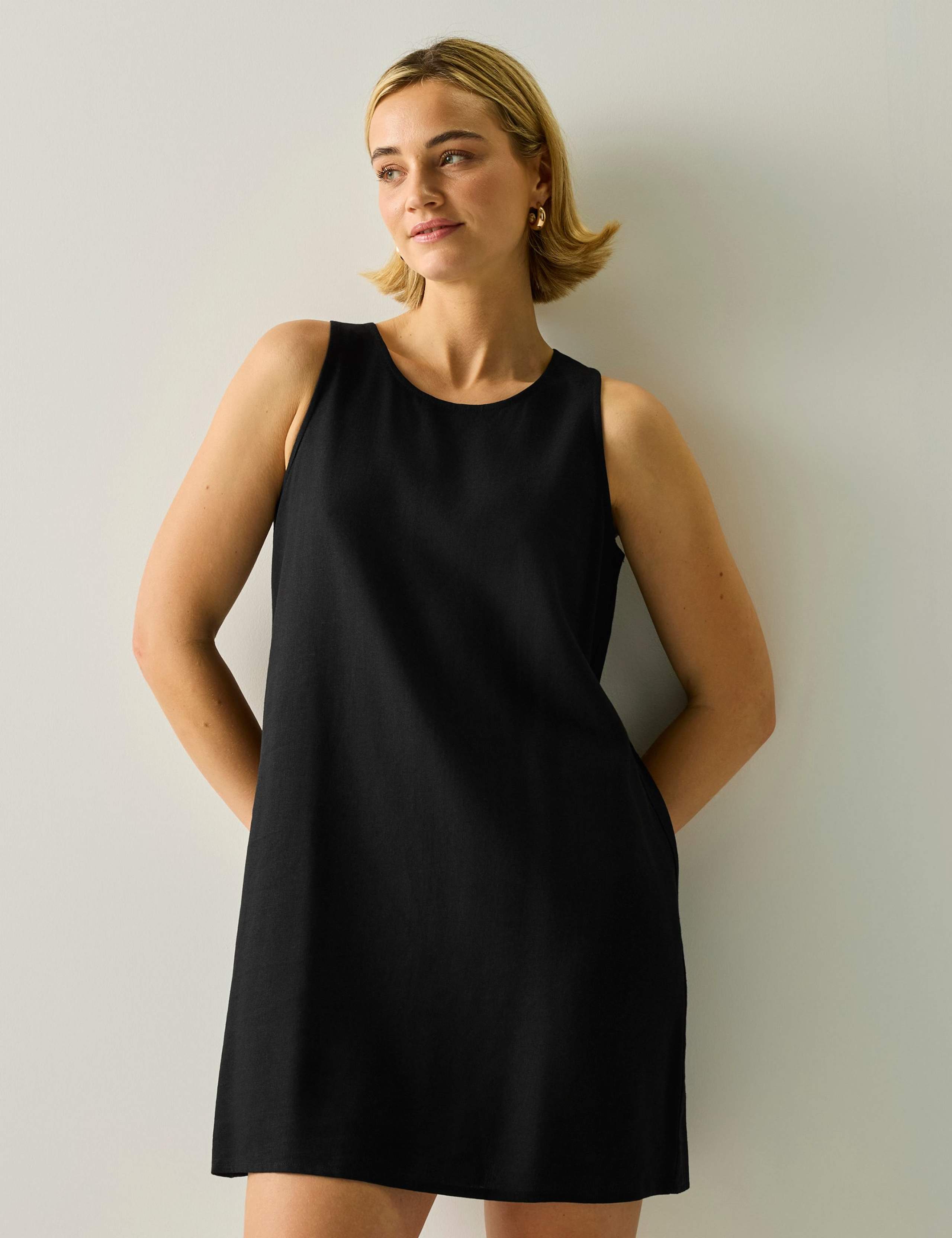 Kailua Mini Shift Dress with Linen 1 of 5