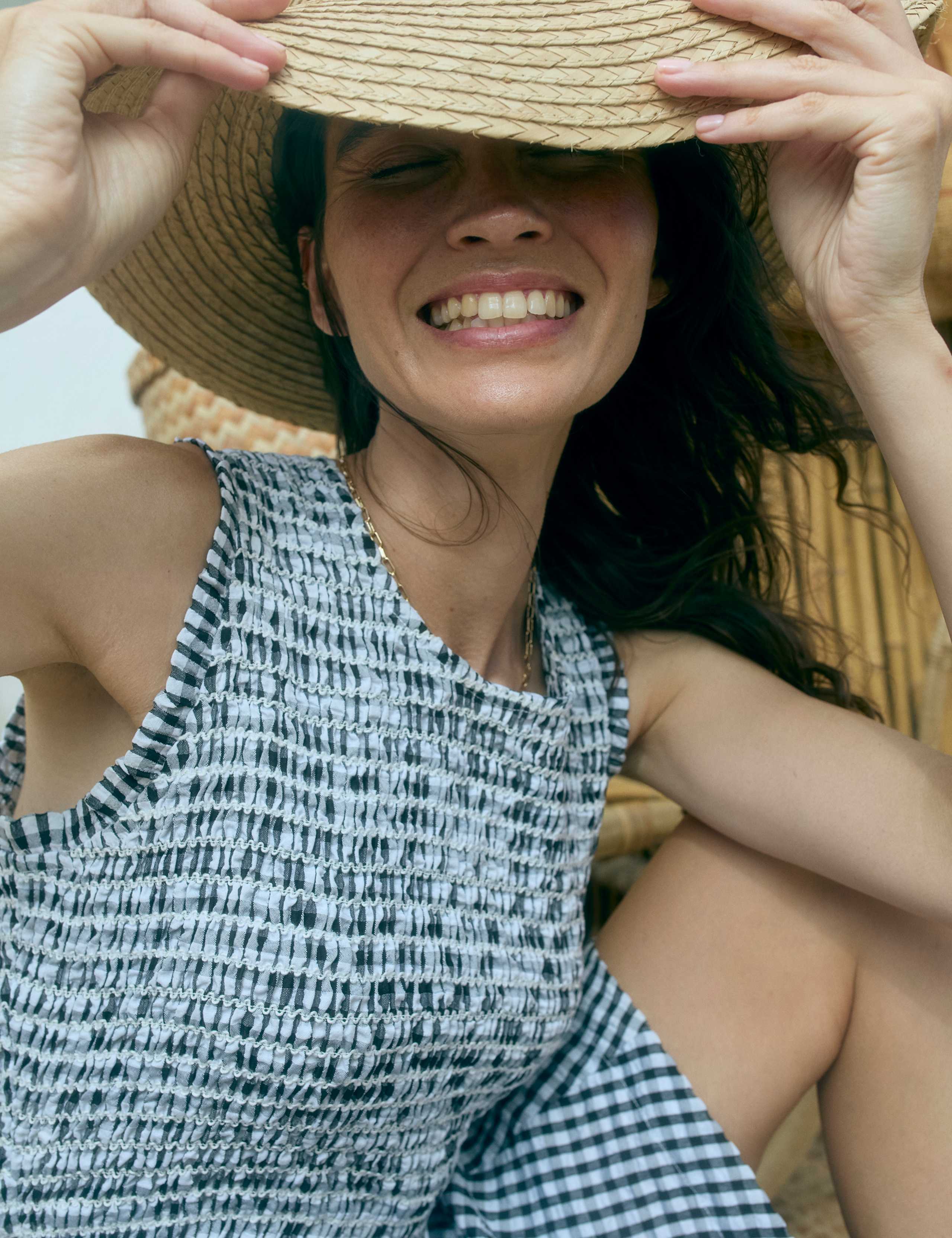 Poloma Gingham Midi Shirred Dress 4 of 7