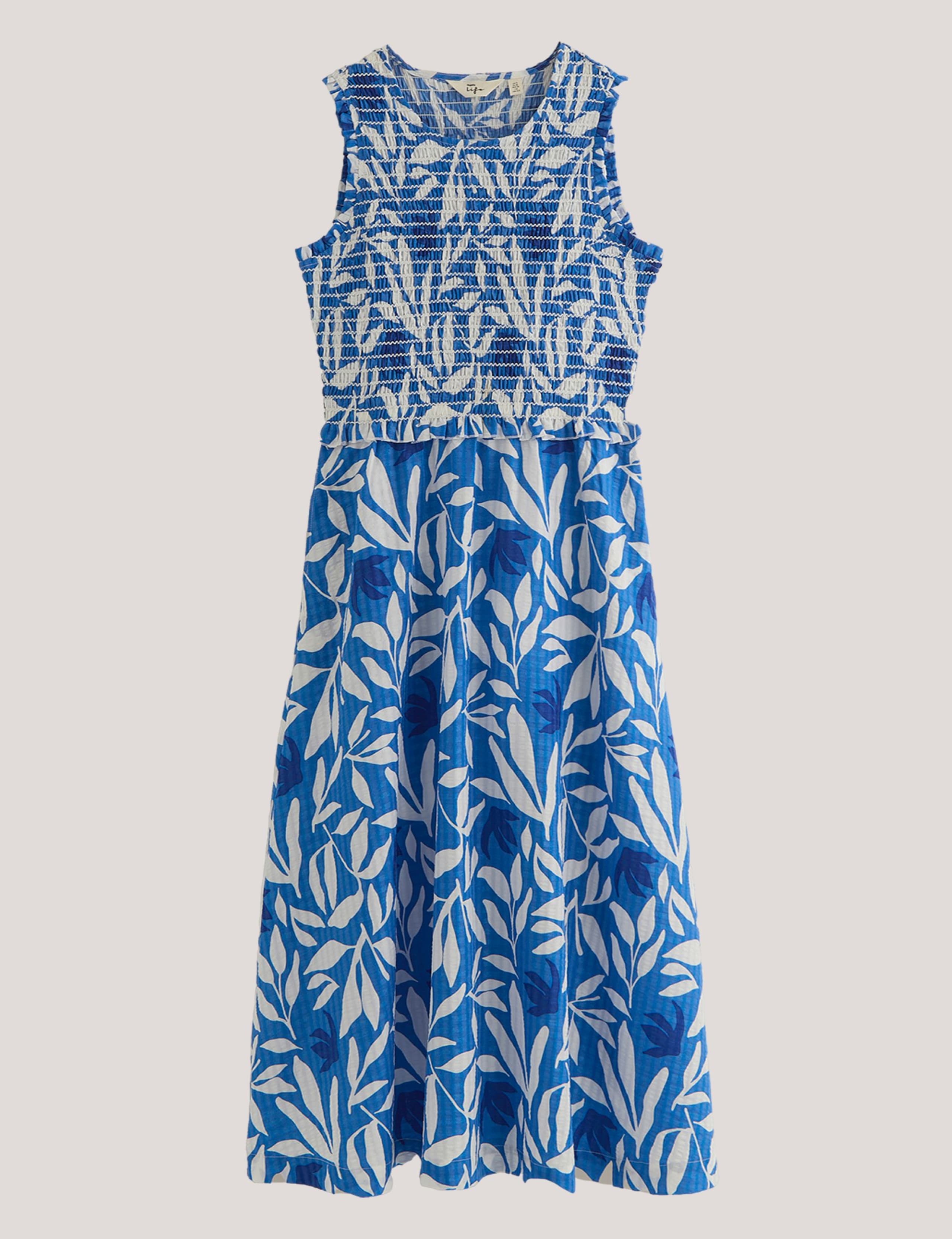 Poloma Leaf Print Midi Shirred Dress 2 of 6