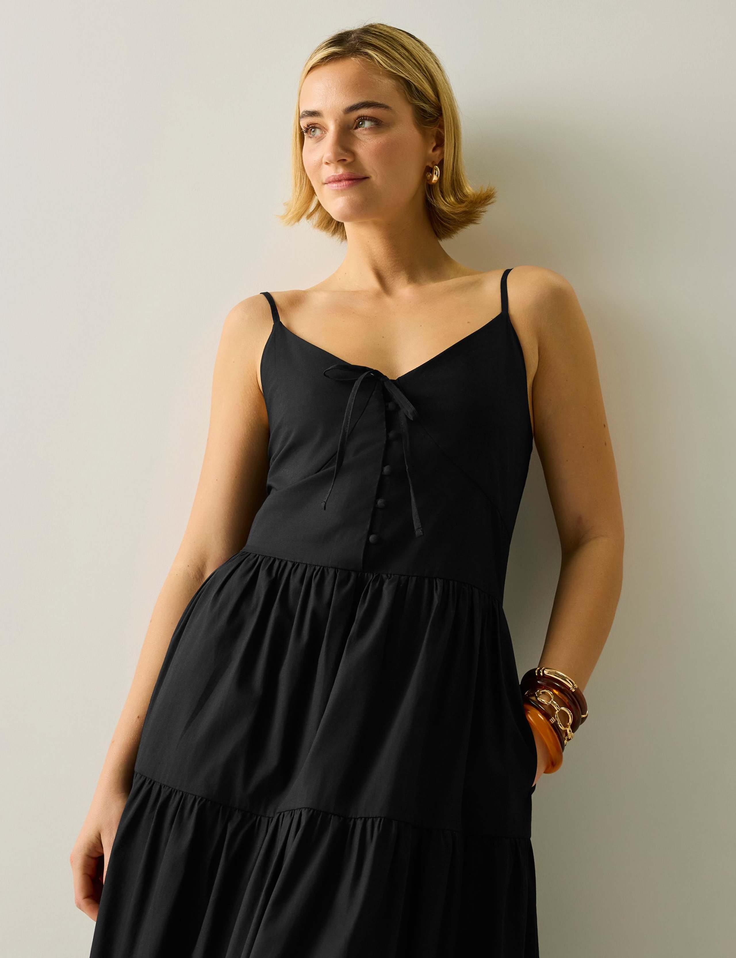 Perissa Pure Cotton V-Neck Midi Dress 5 of 6