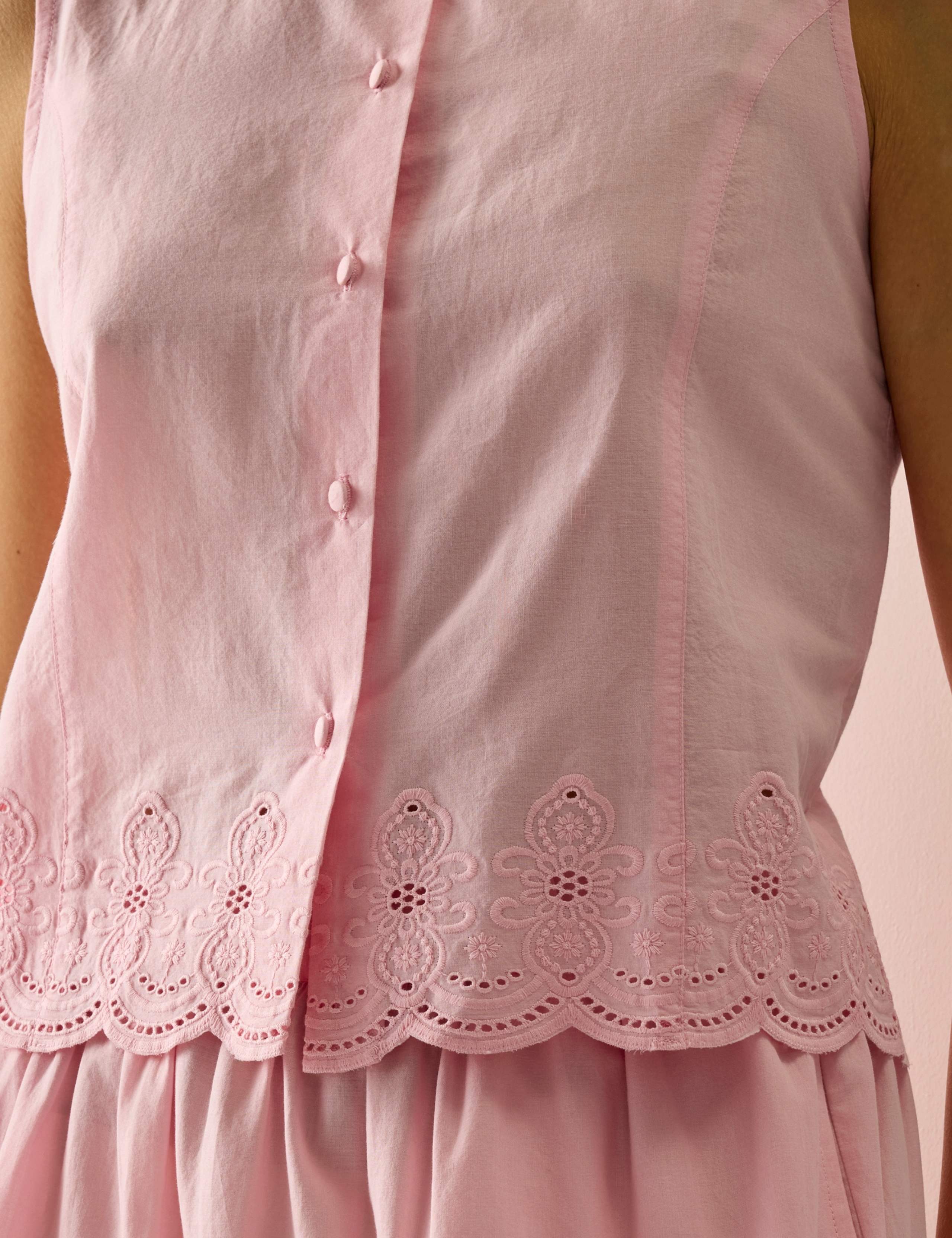 Preveli Pure Cotton Broderie Tie Back Blouse 7 of 7