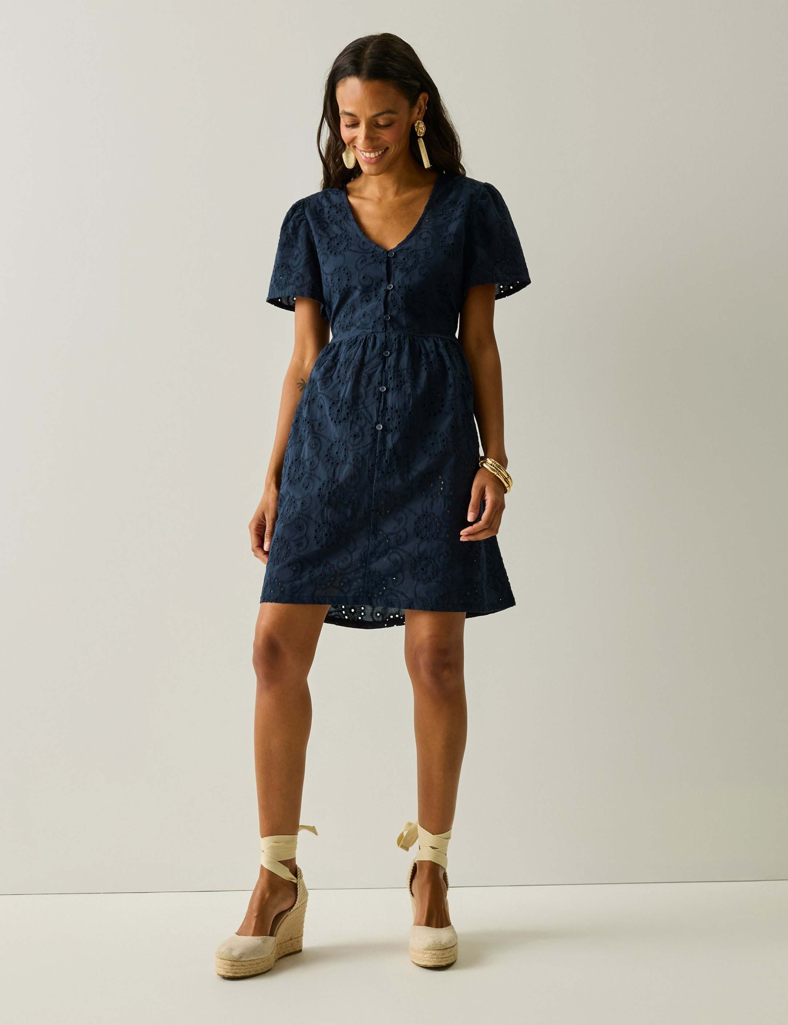 Tarida Pure Cotton Broderie Tea Dress 1 of 6