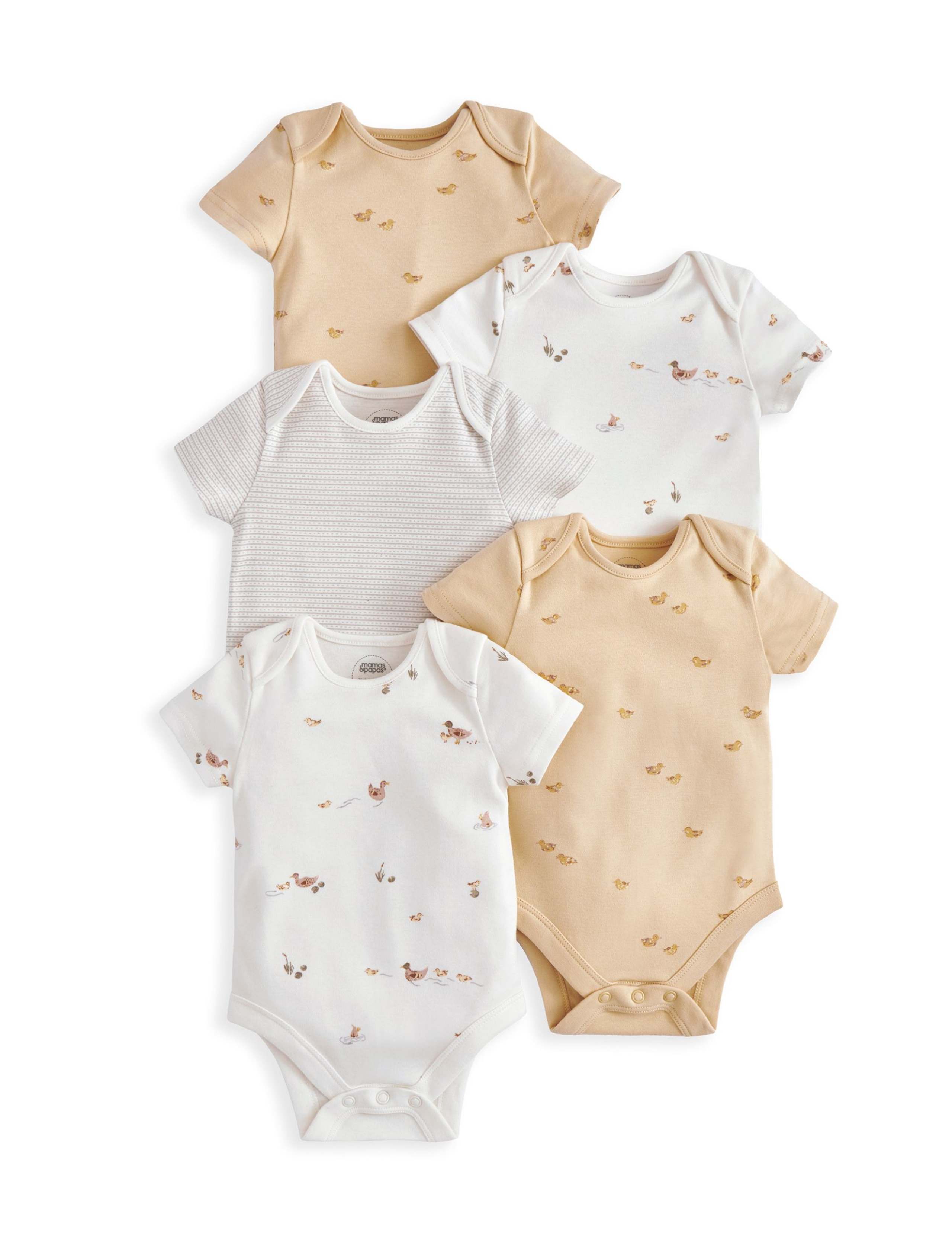 5 Pack Pure Cotton Bodysuits (0-24 Months) 2 of 2