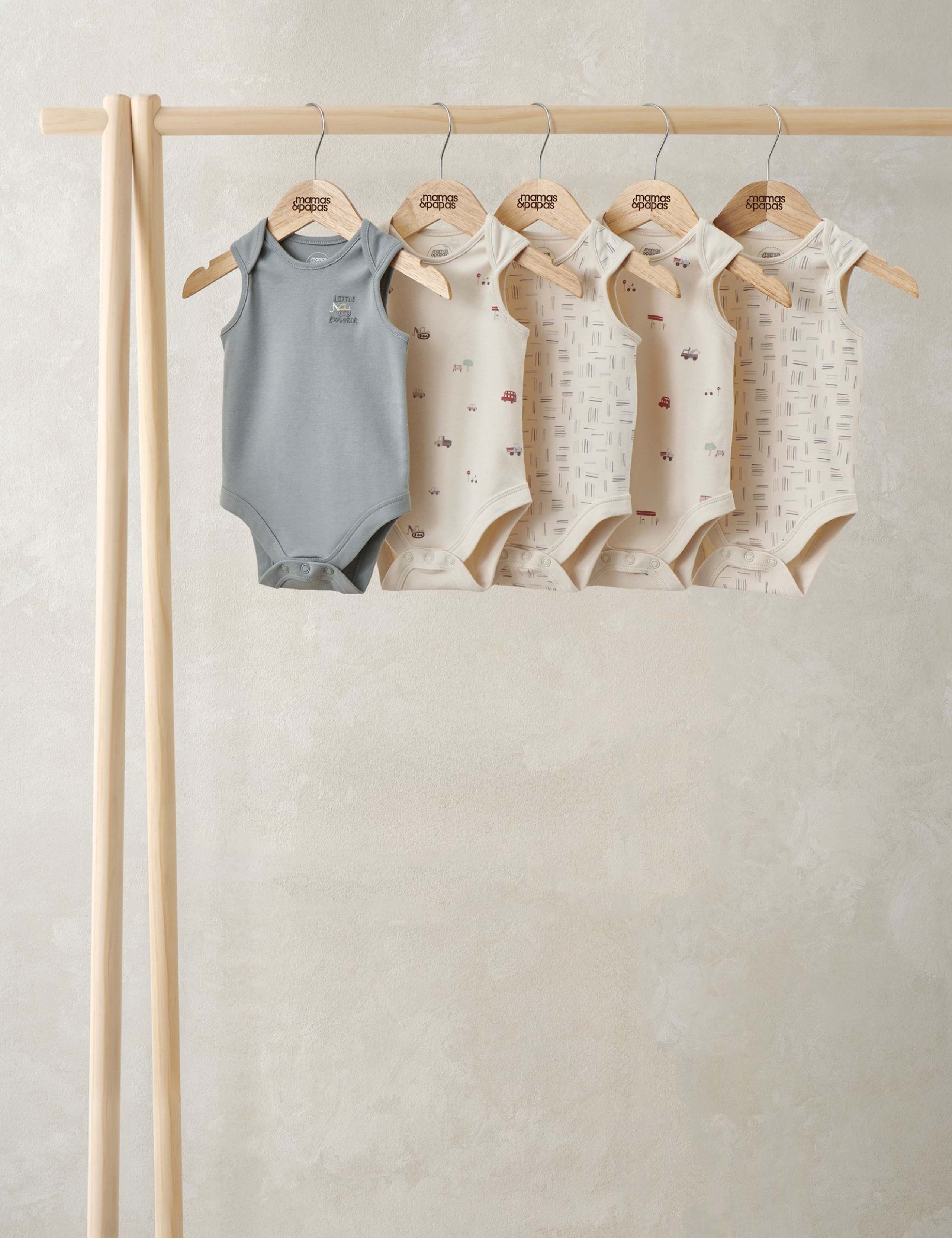 5 Pack Pure Cotton Bodysuits (0-24 Months) 1 of 2