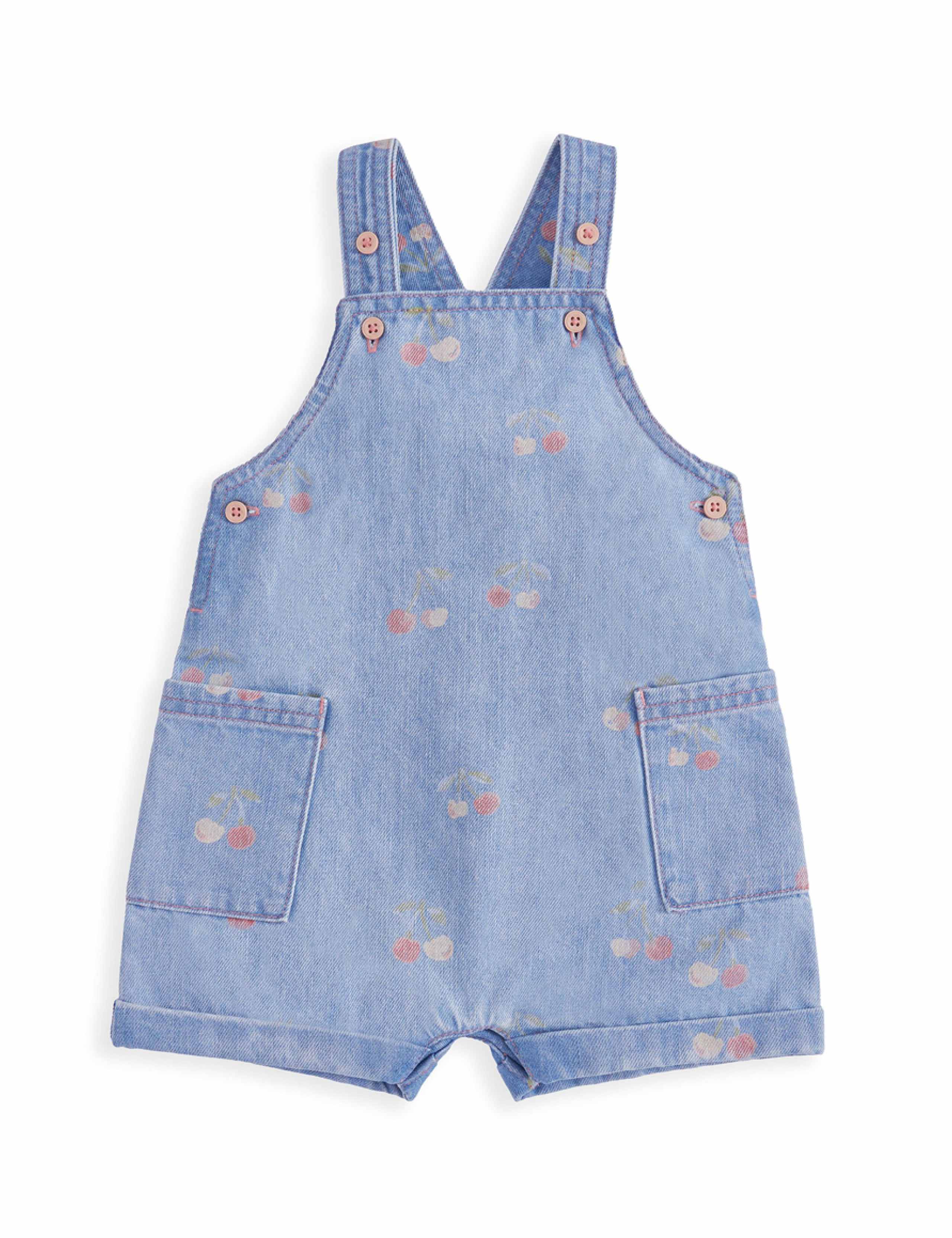 Pure Cotton Patterned Dungarees (0-3 Years) 2 of 3