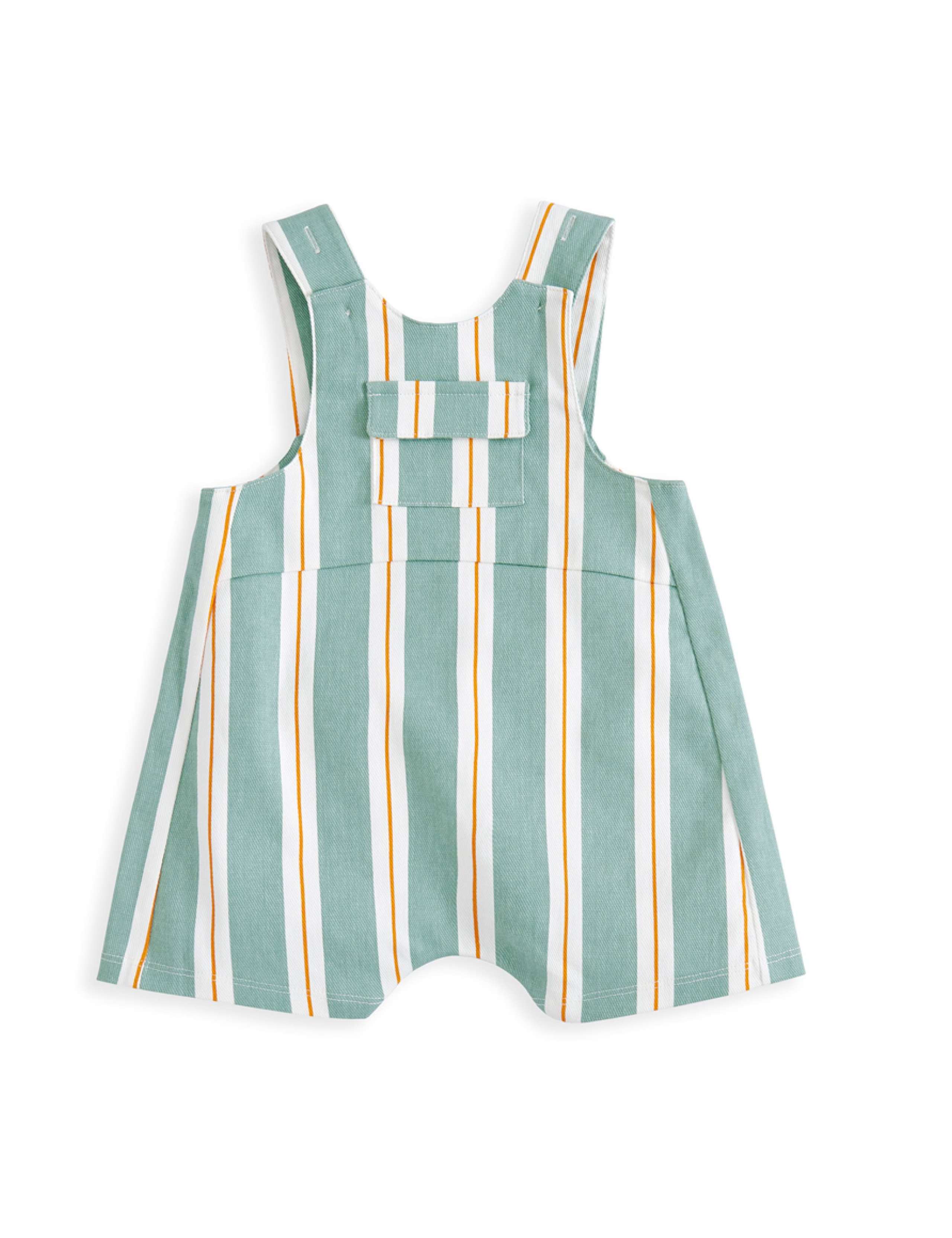 2 Piece Cotton Rich Striped Dungaree Outfit (0-3 Years) 4 of 4