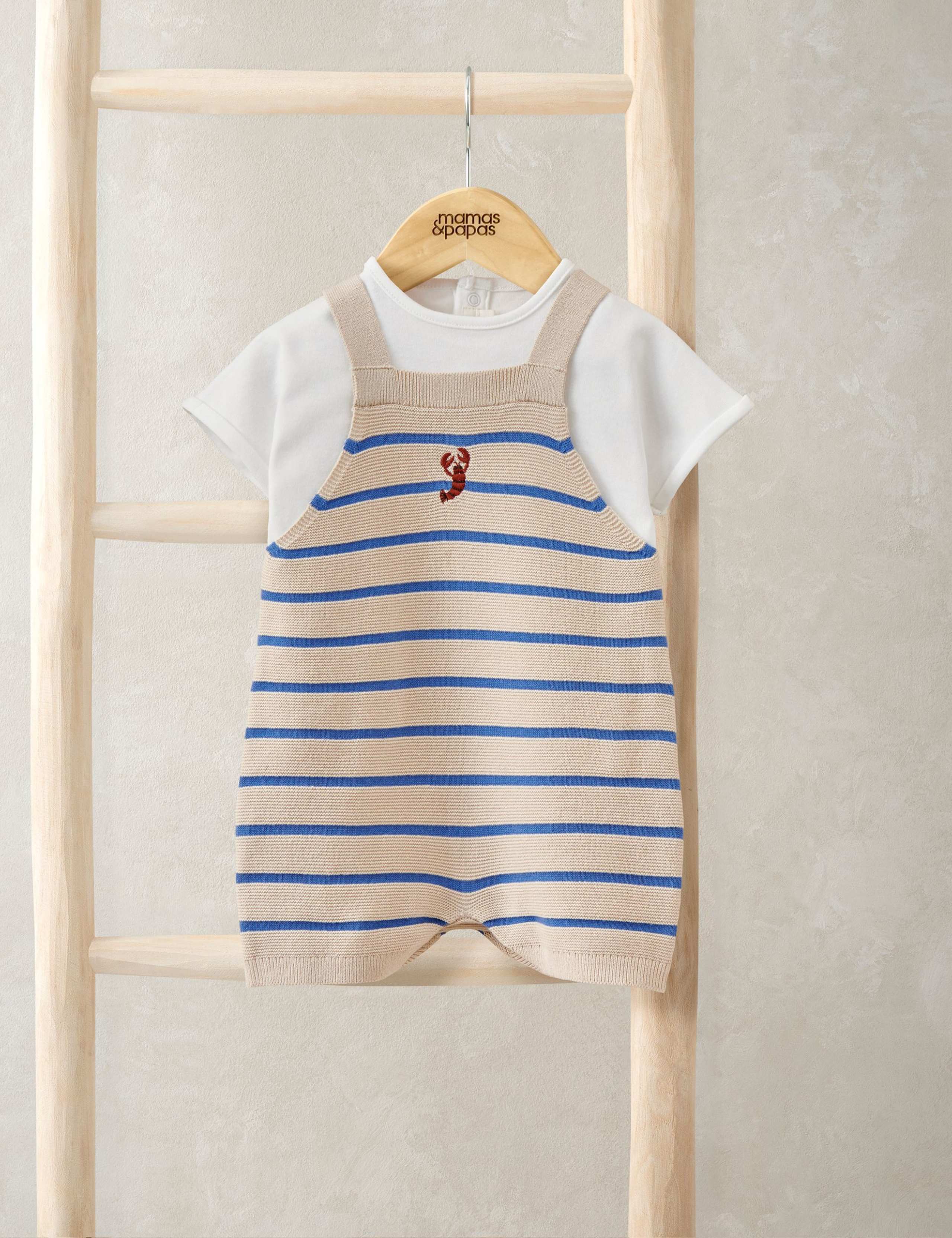 2 Piece Pure Cotton Knitted Dungaree Outfit (0-18 Months) 1 of 5