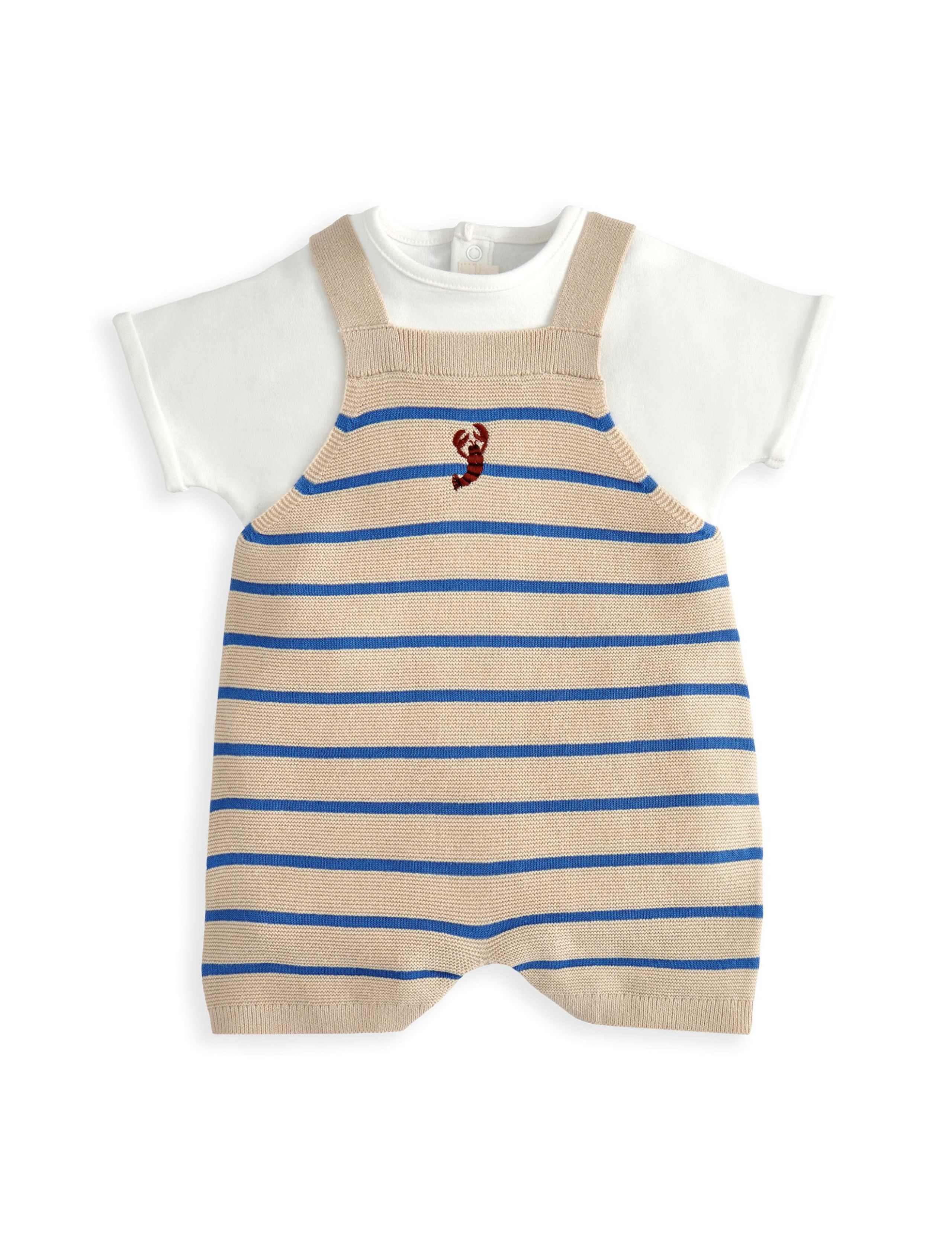 2 Piece Pure Cotton Knitted Dungaree Outfit (0-18 Months) 2 of 5