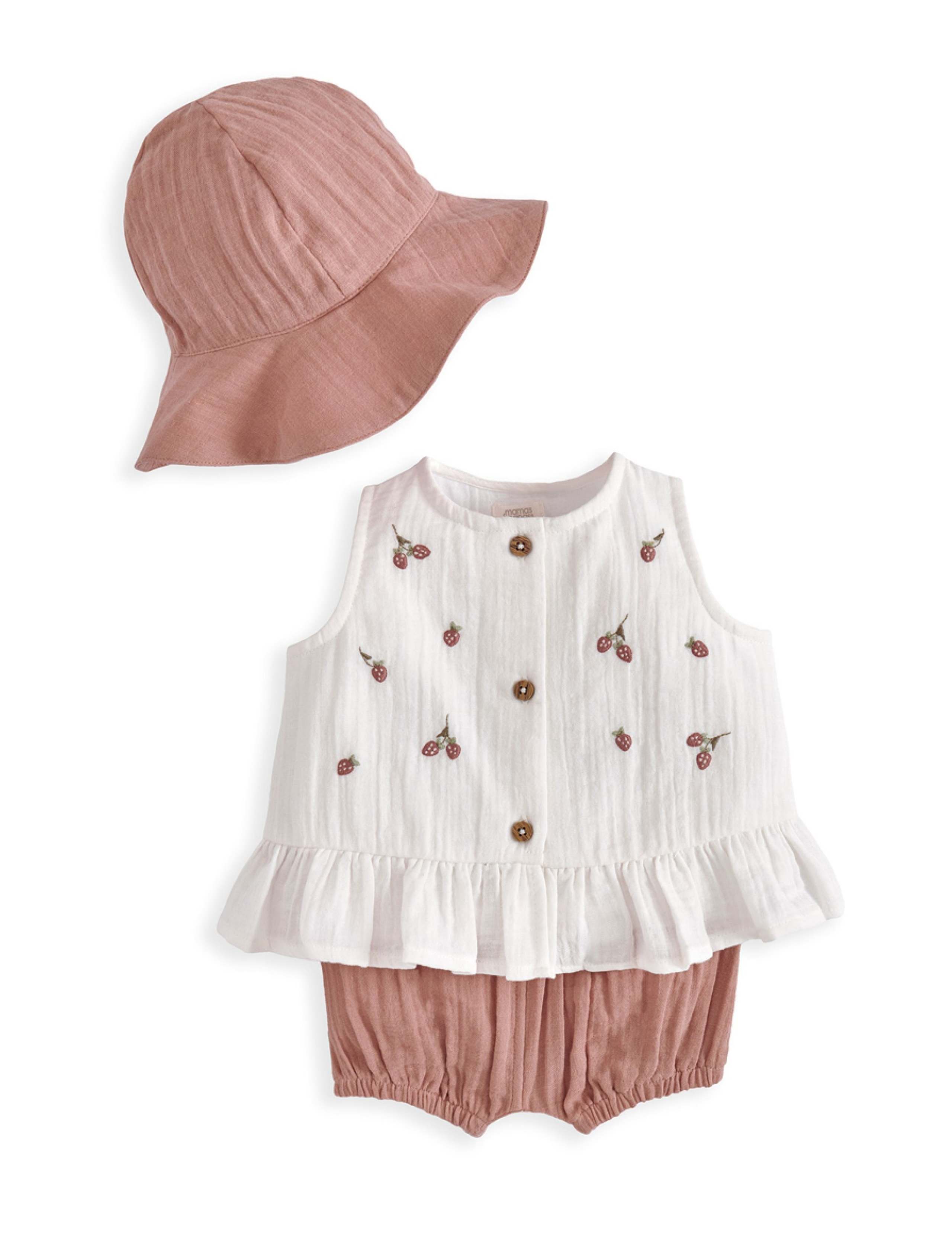 3 Piece Pure Cotton Embroidered Outfit (0-12 Mths) 2 of 5