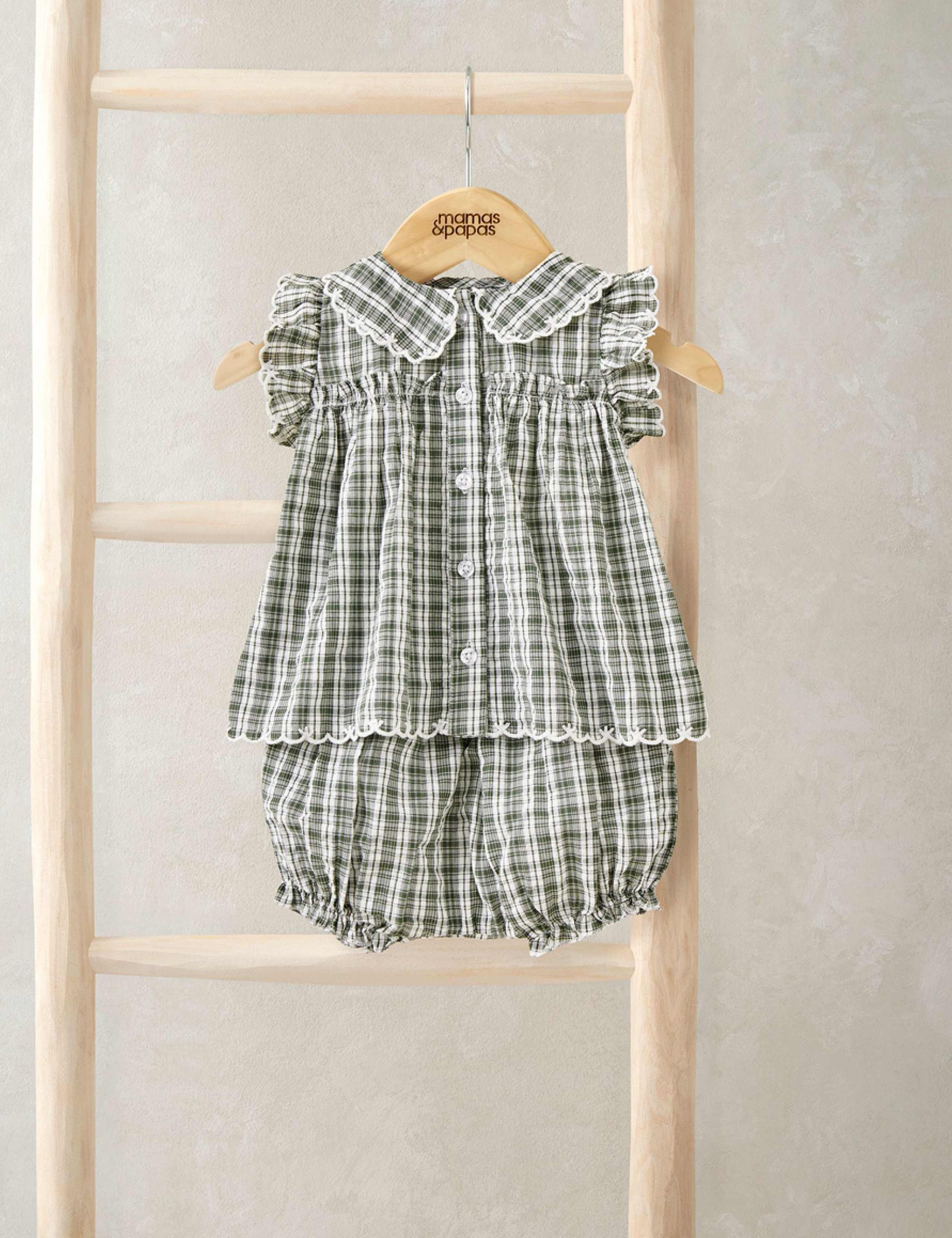 2 Piece Pure Cotton Check Top & Bottom Set (0-3 Years) 1 of 4