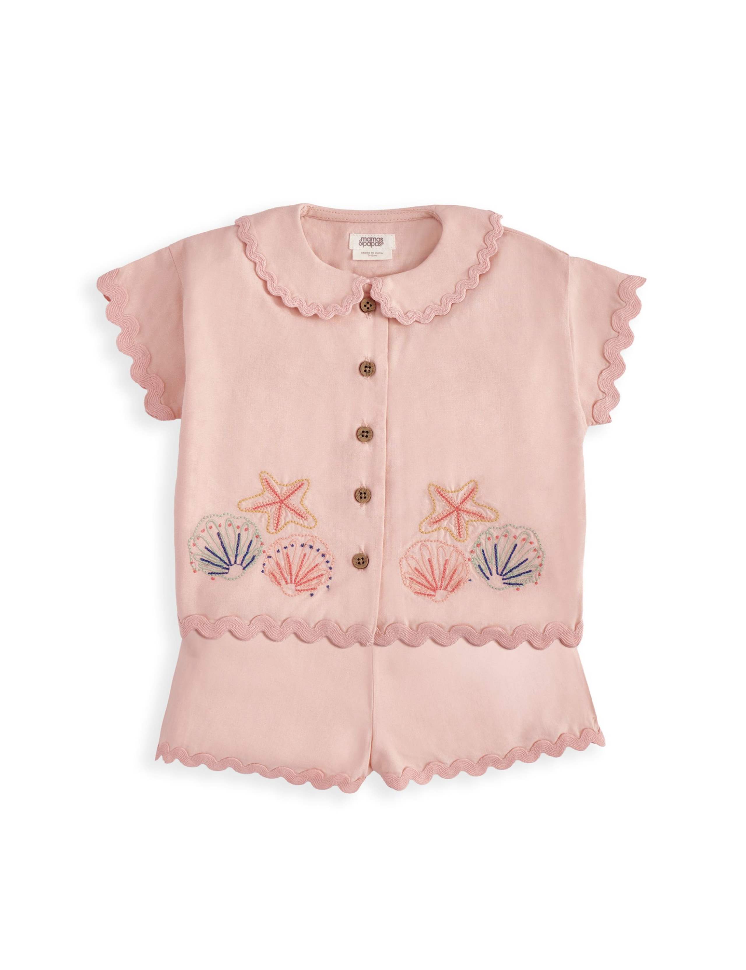 2 Piece Shell Embroidery Top & Bottom Set (0-3 Years) 2 of 4