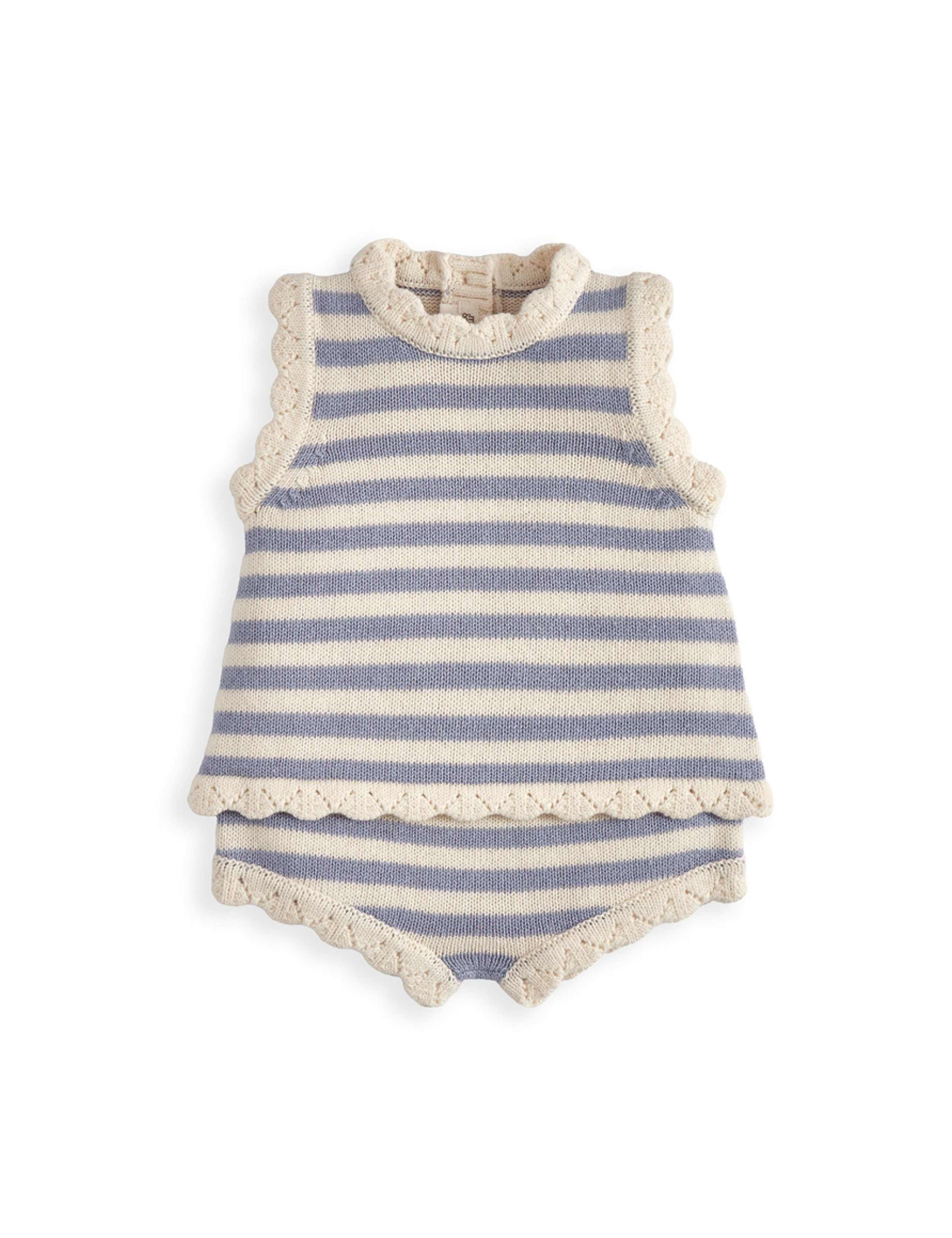 2 Piece Pure Cotton Striped Top & Shorts Set (0-3 Yrs) 2 of 4