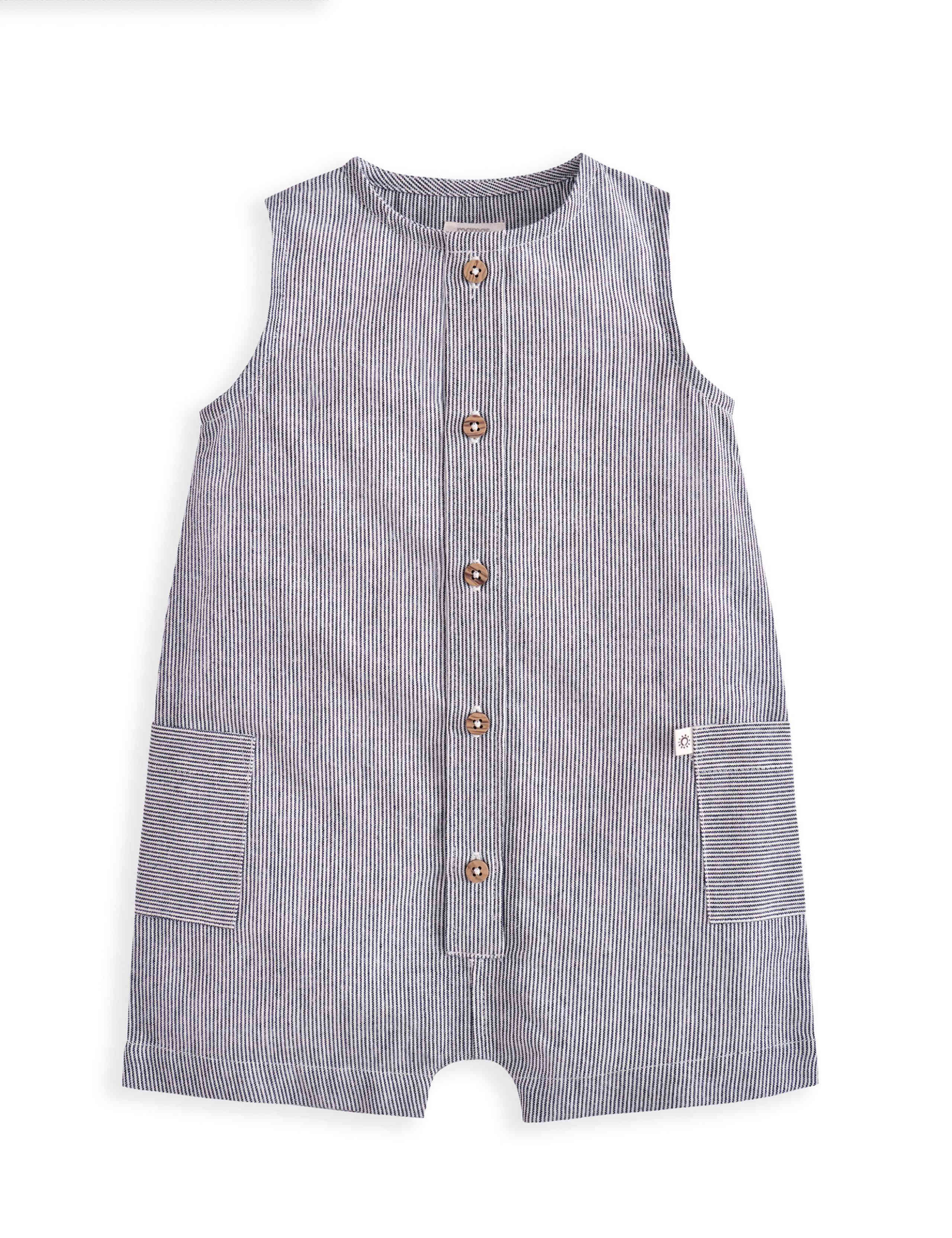 2 Piece Pure Cotton Striped Romper & Hat Set (0-12 Months) 4 of 4