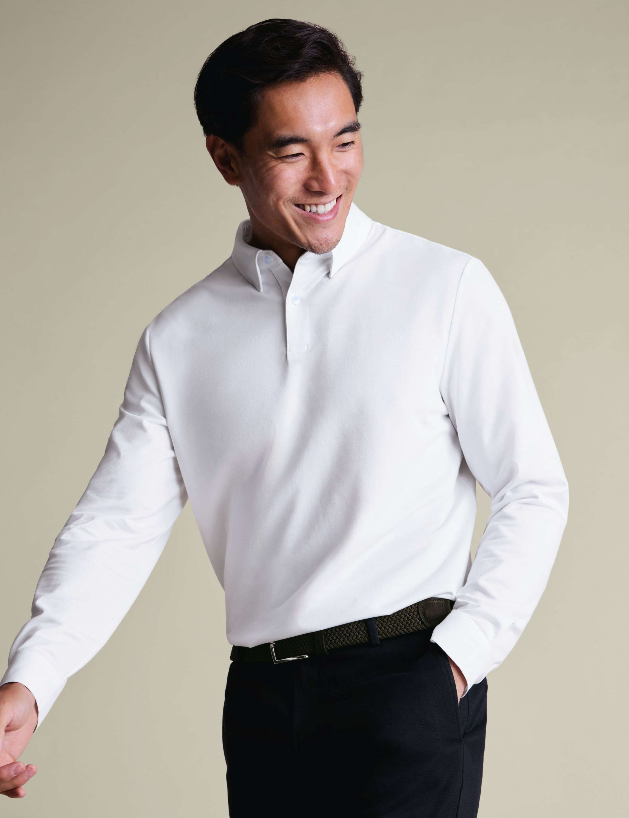 Performance Cotton Blend Long Sleeve Polo Shirt 1 of 7