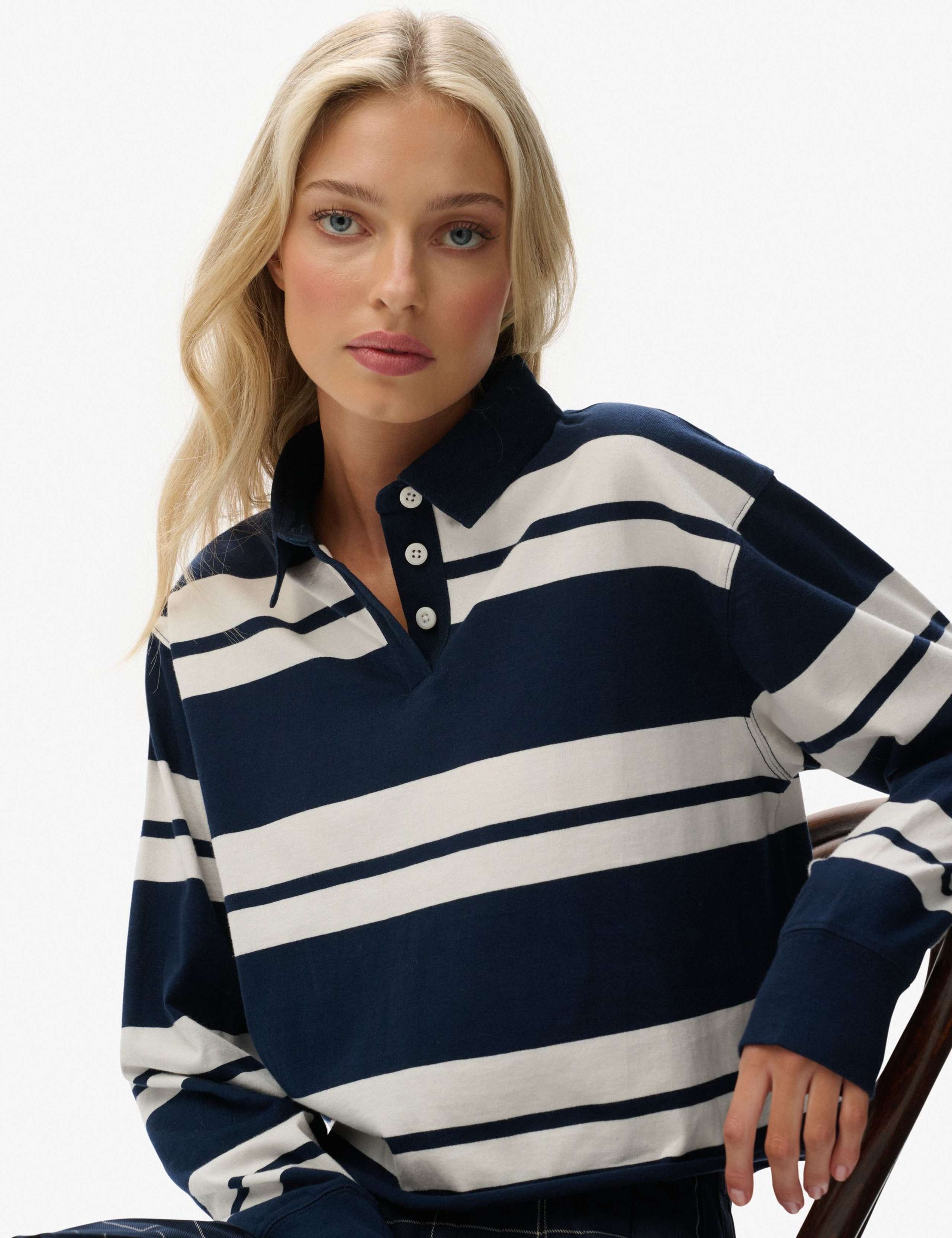 Pure Cotton Striped Rugby Top 2 of 5