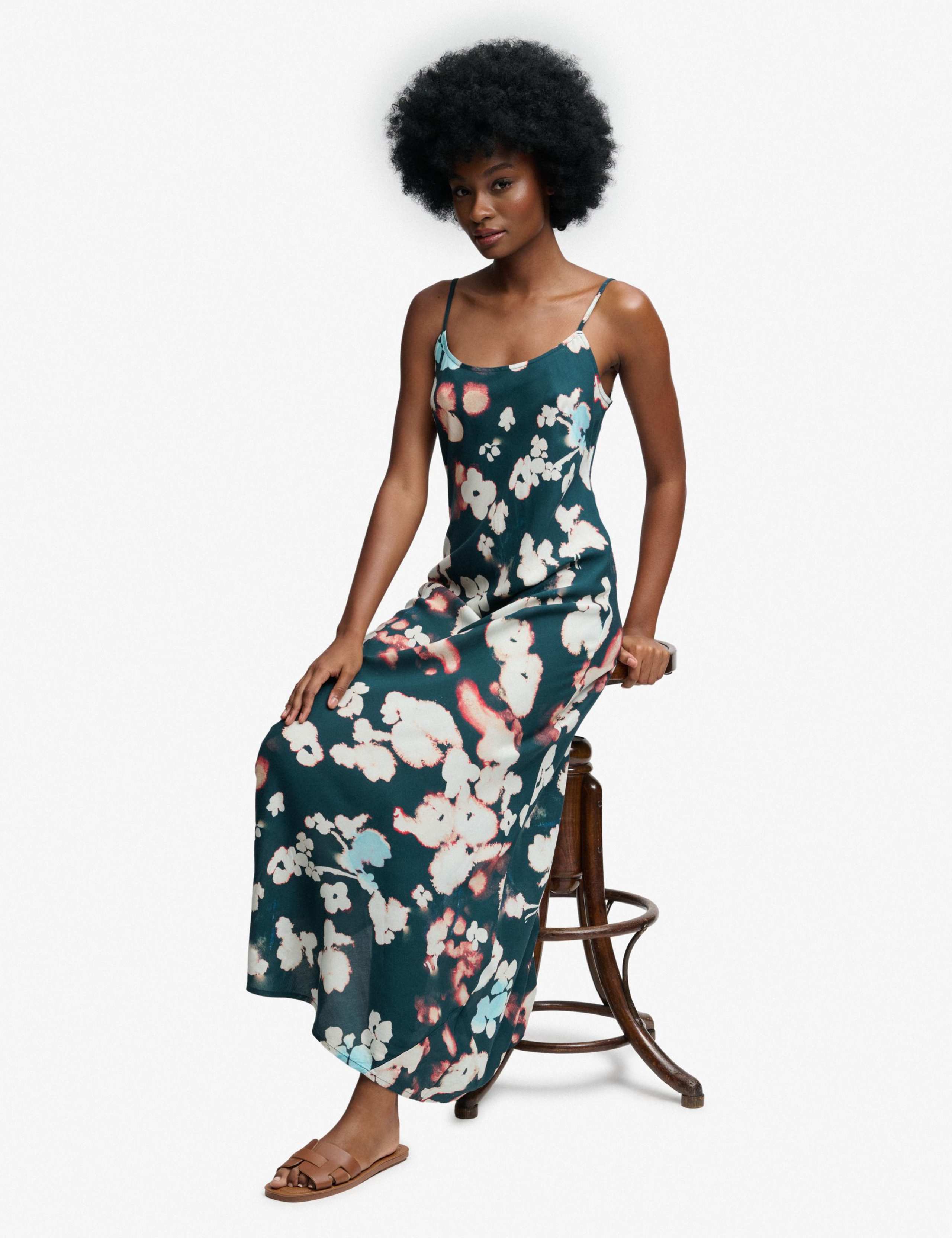Printed Scoop Neck Strappy Maxi Slip Dress 4 of 6