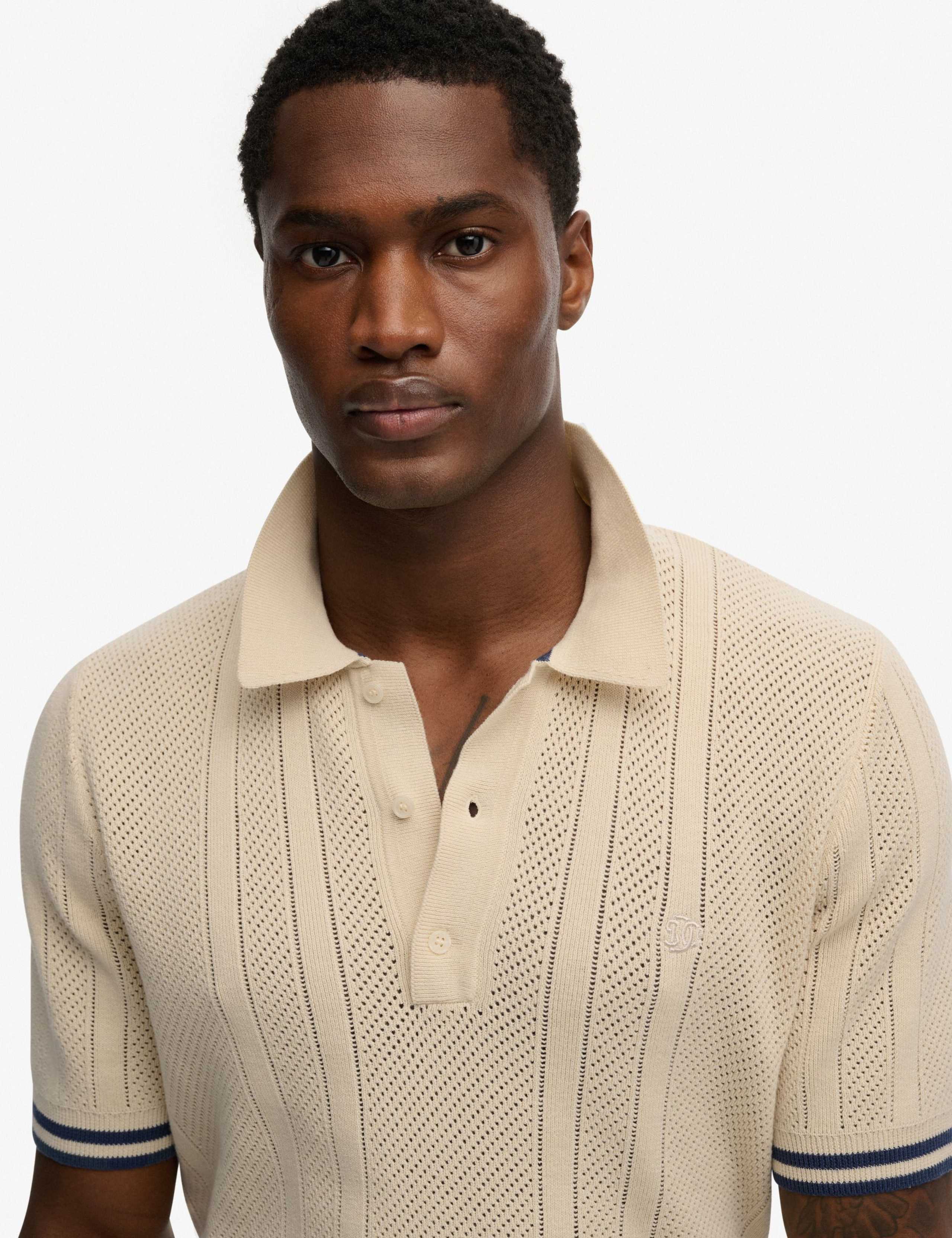 Pure Cotton Textured Knitted Polo Shirt 4 of 6