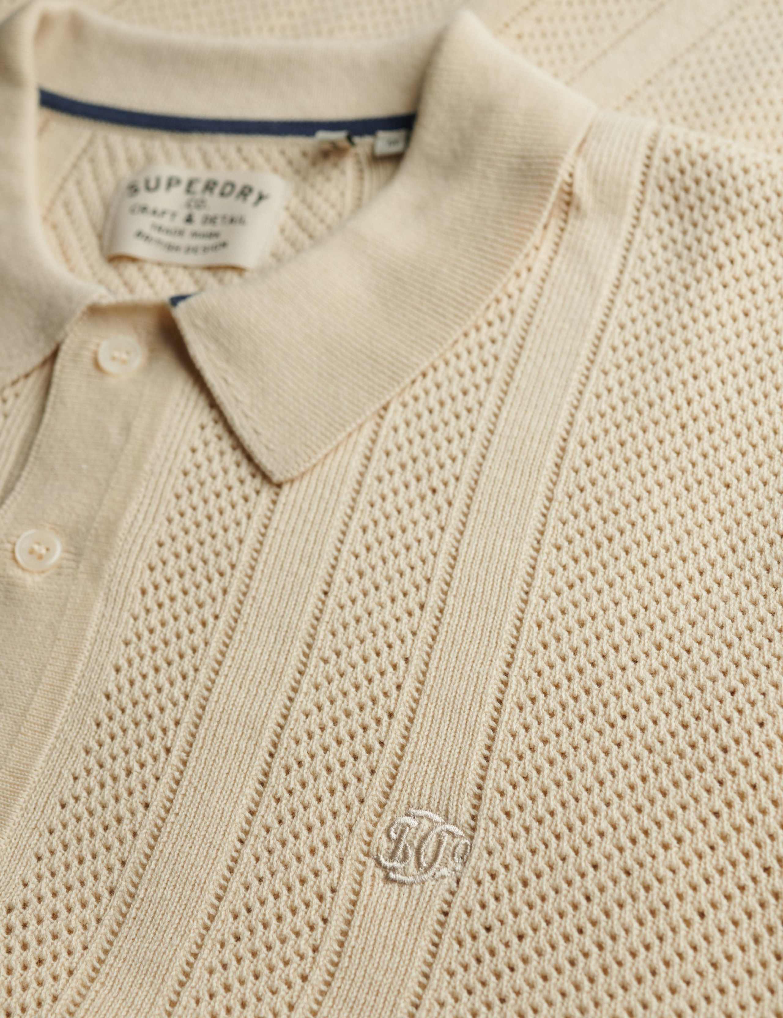 Pure Cotton Textured Knitted Polo Shirt 5 of 6