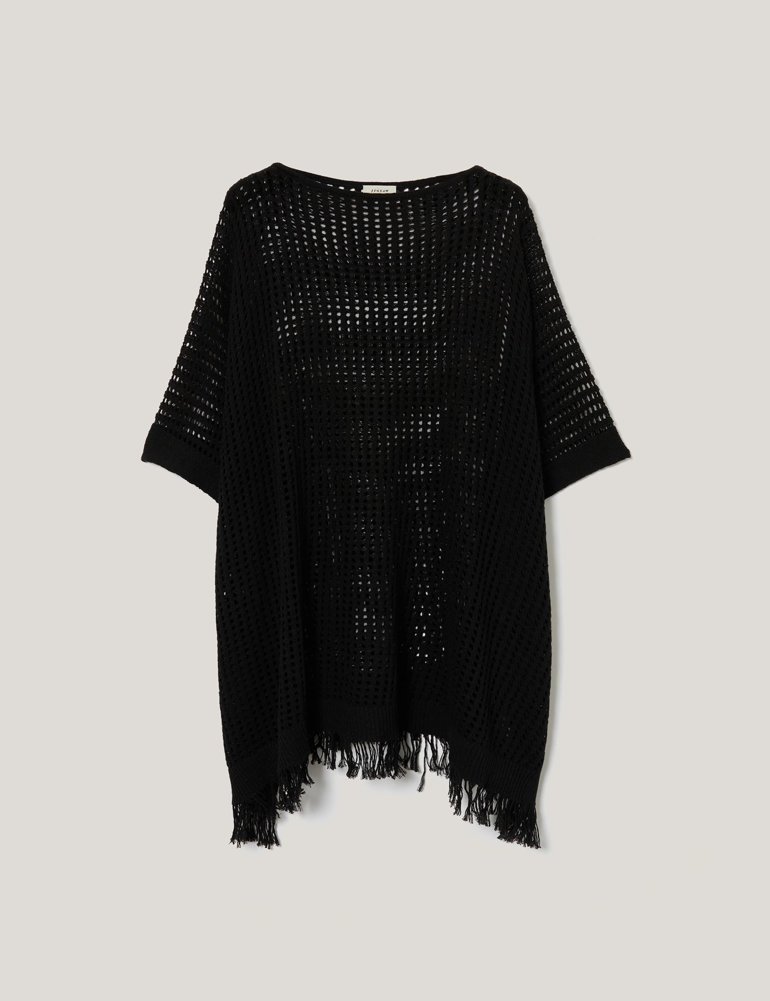 Linen Blend Open Stitch Poncho 2 of 5