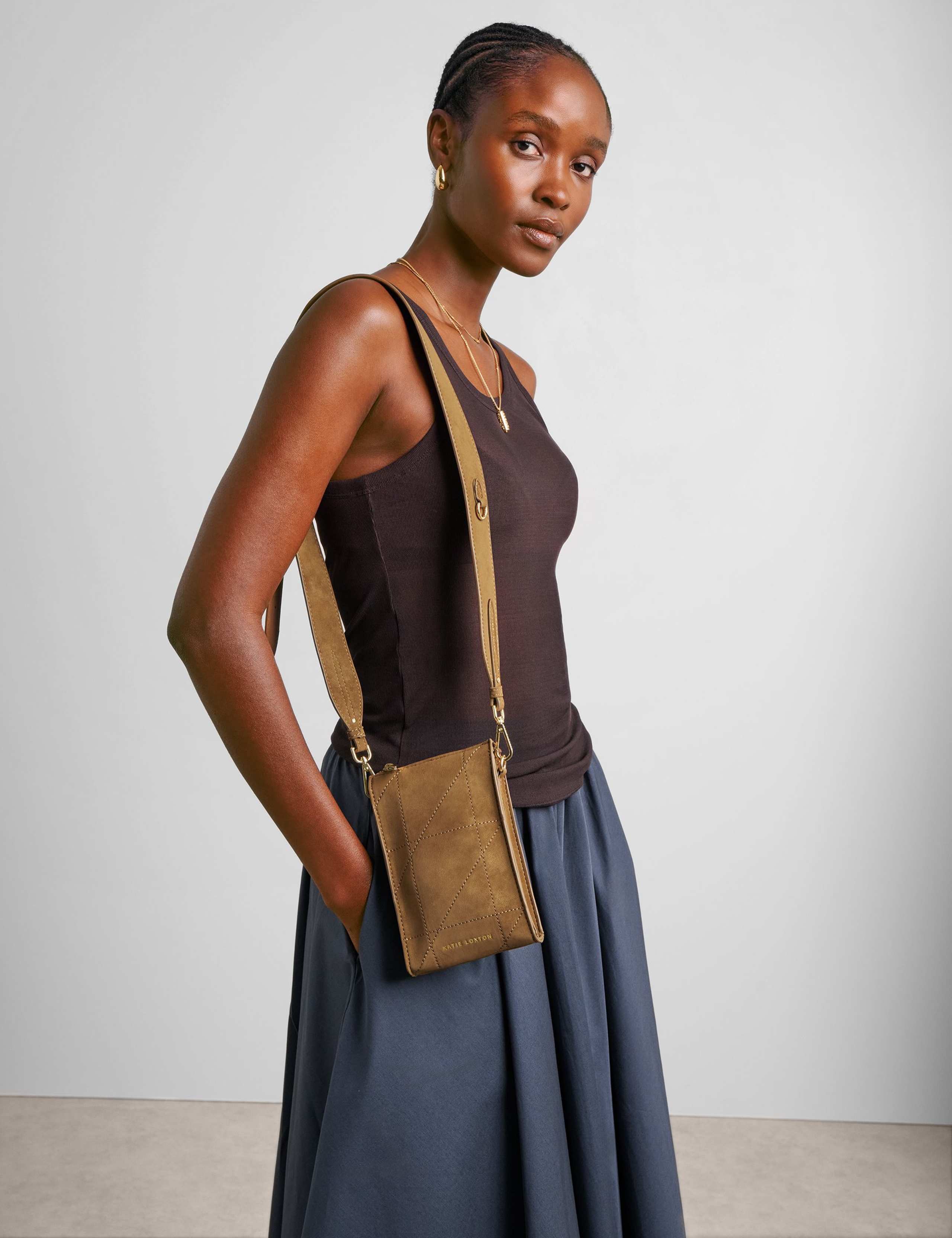 Faux Suede Cross Body Bag 1 of 7