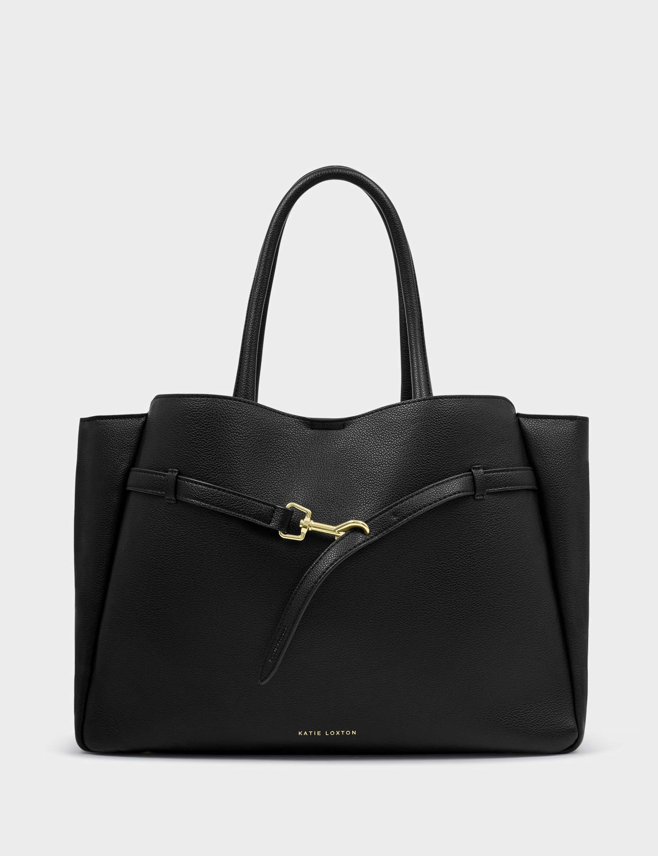 Faux Leather 3 Part Construction Tote Bag 3 of 8