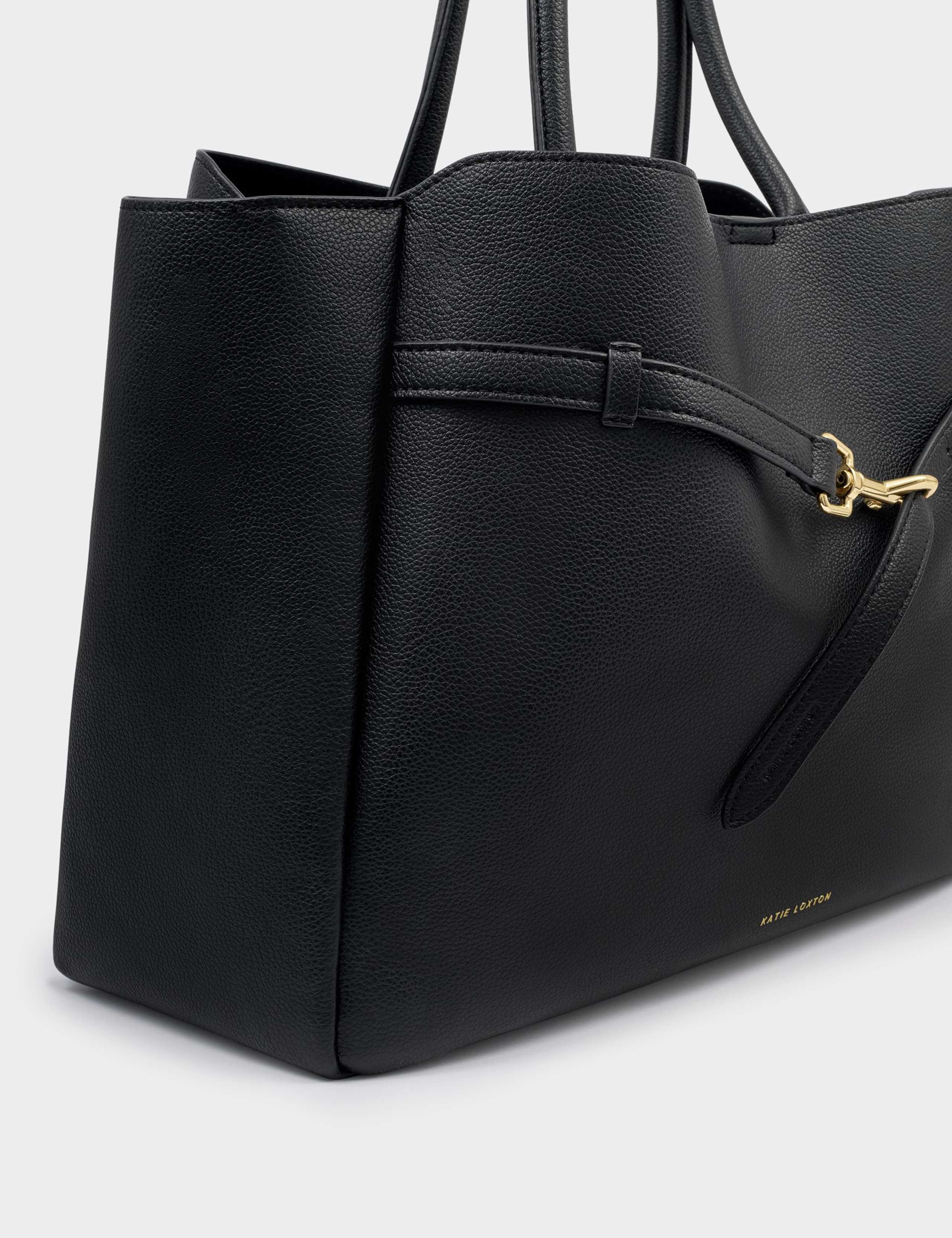 Faux Leather 3 Part Construction Tote Bag 4 of 8