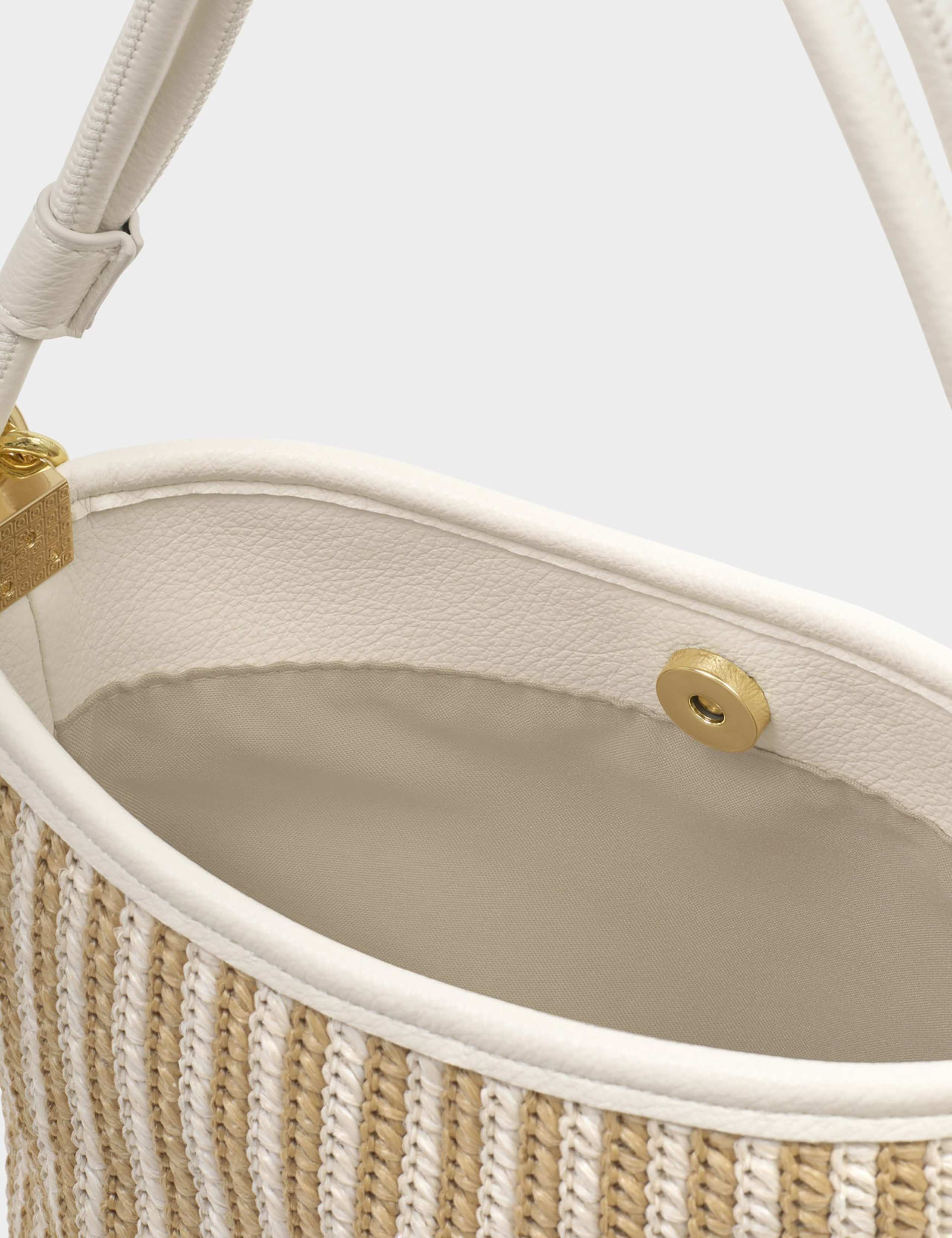 Raffia Striped Top Handle Bucket Bag 5 of 6