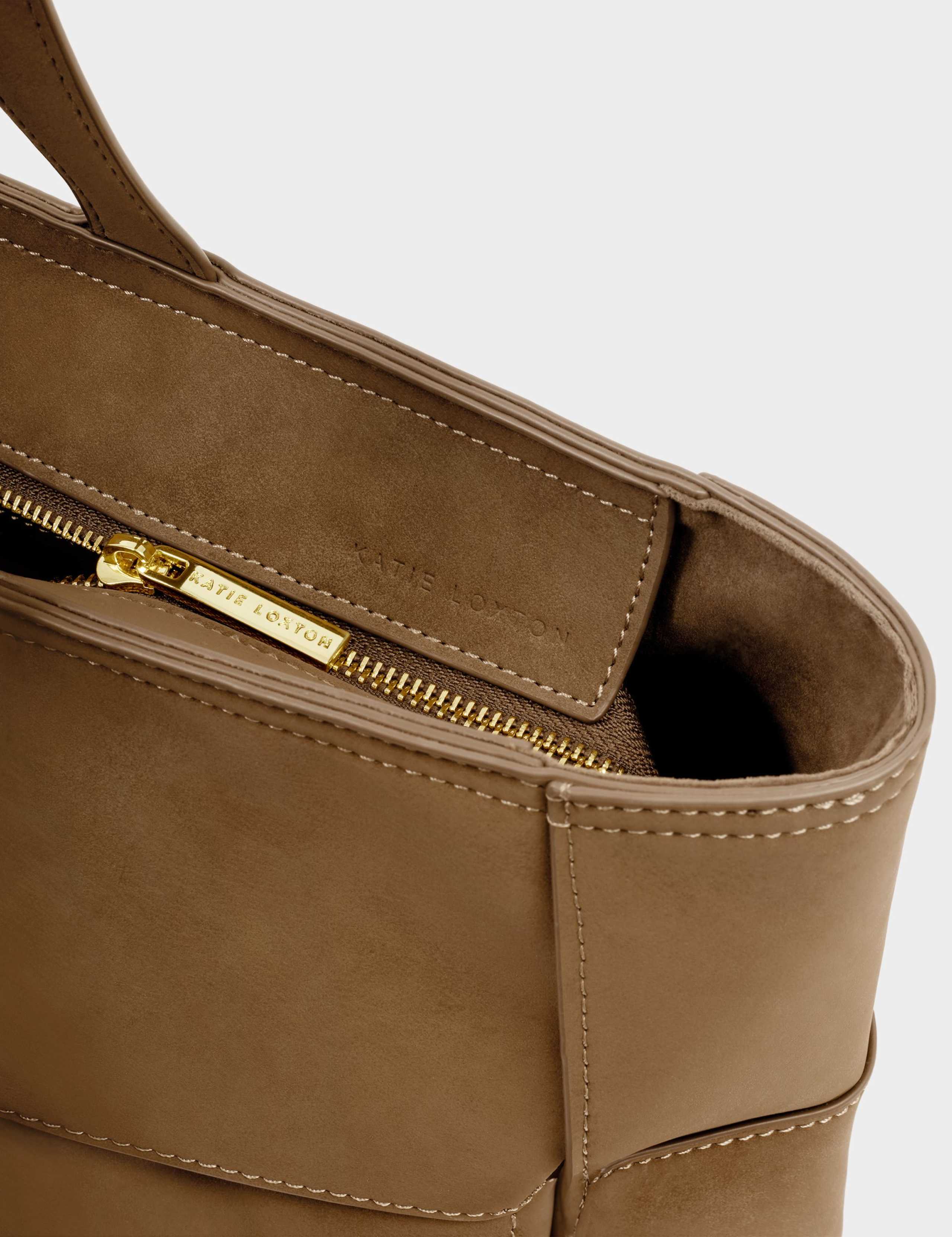 Faux Suede Woven Panel Tote Bag 5 of 6